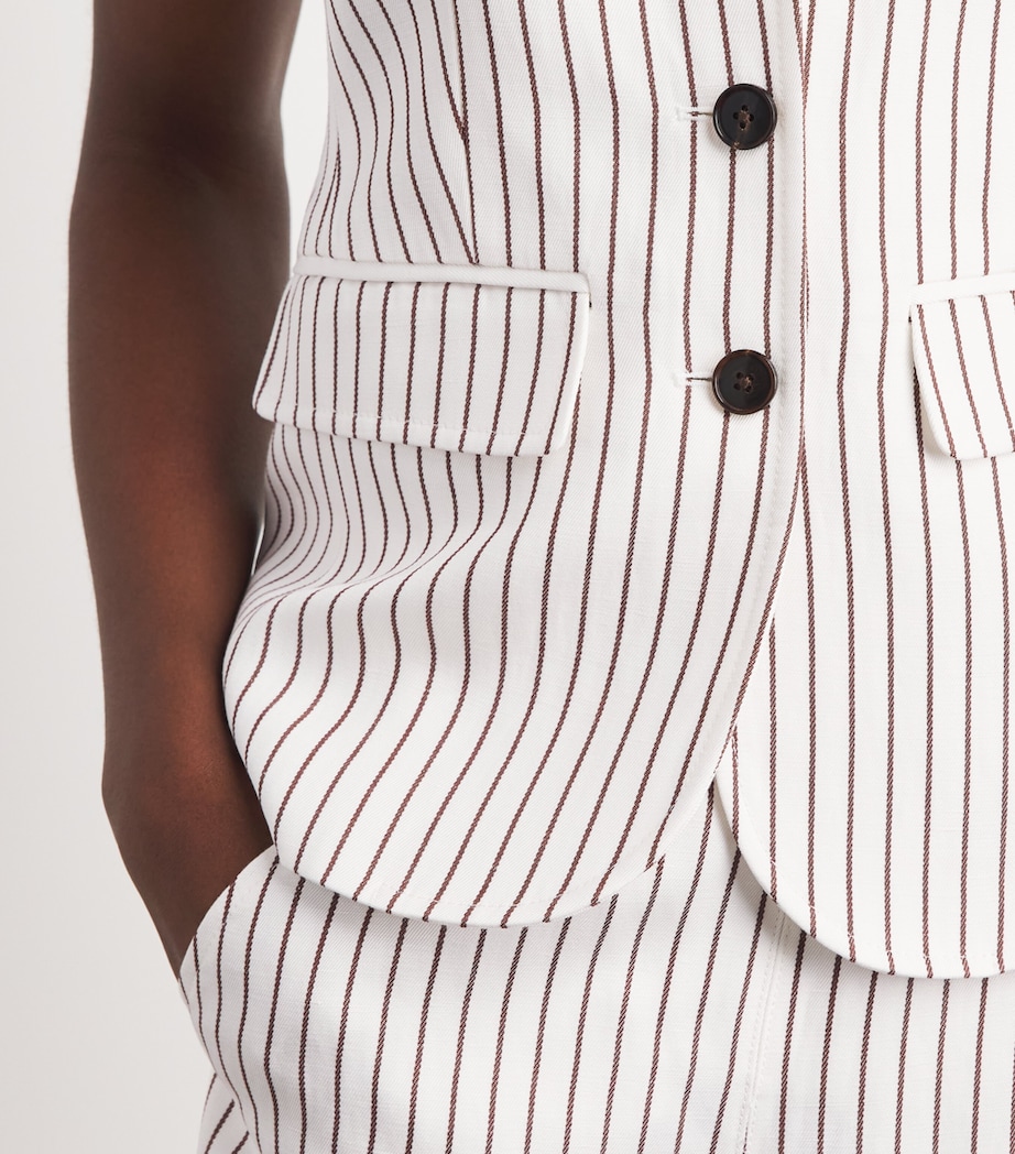 ME+EM Womens Stripe Sleeveless Blazer Ivory/cinnamon Brown Image 3