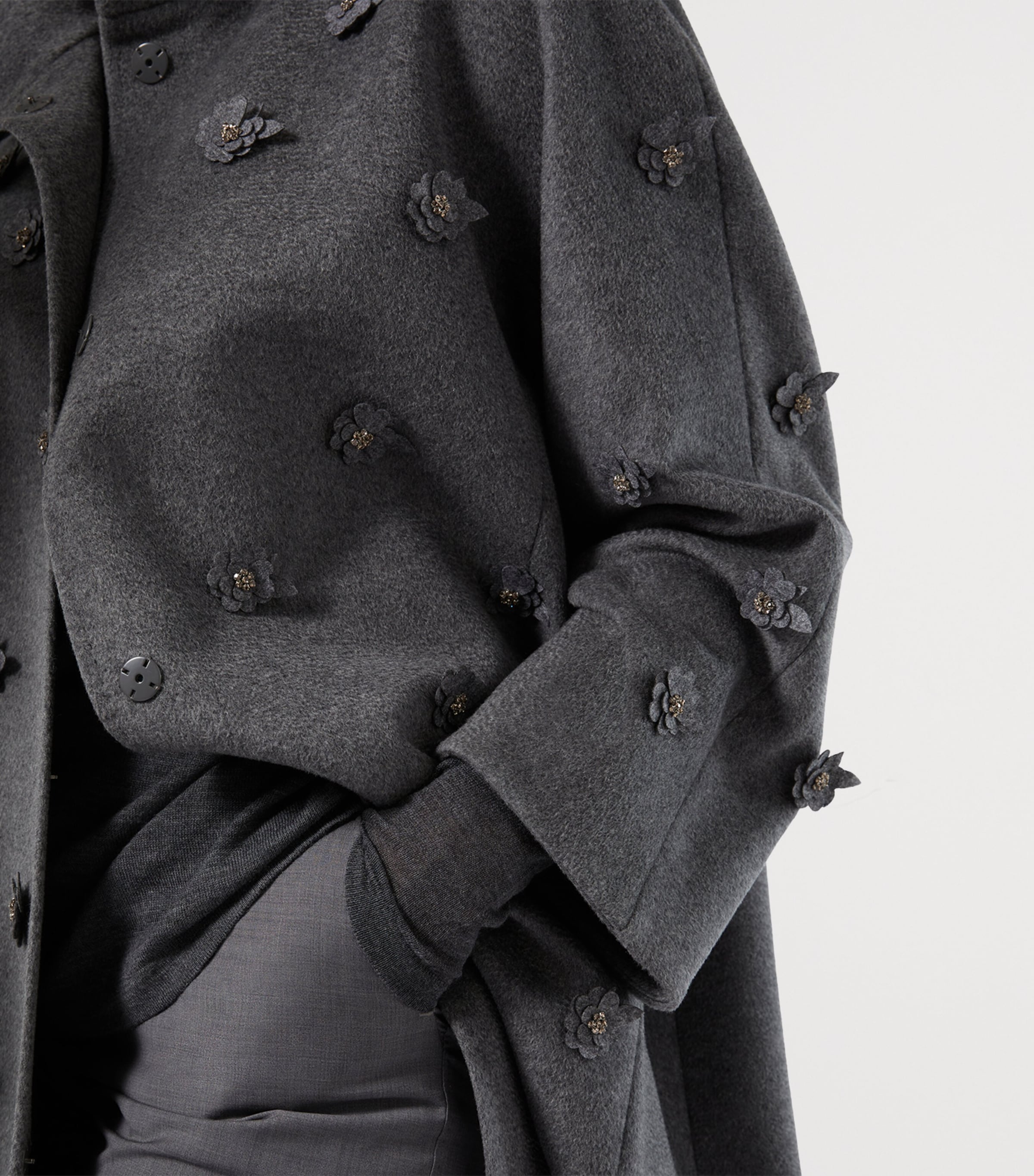 Virgin Wool Embellished Coat DARK GREY Image 5