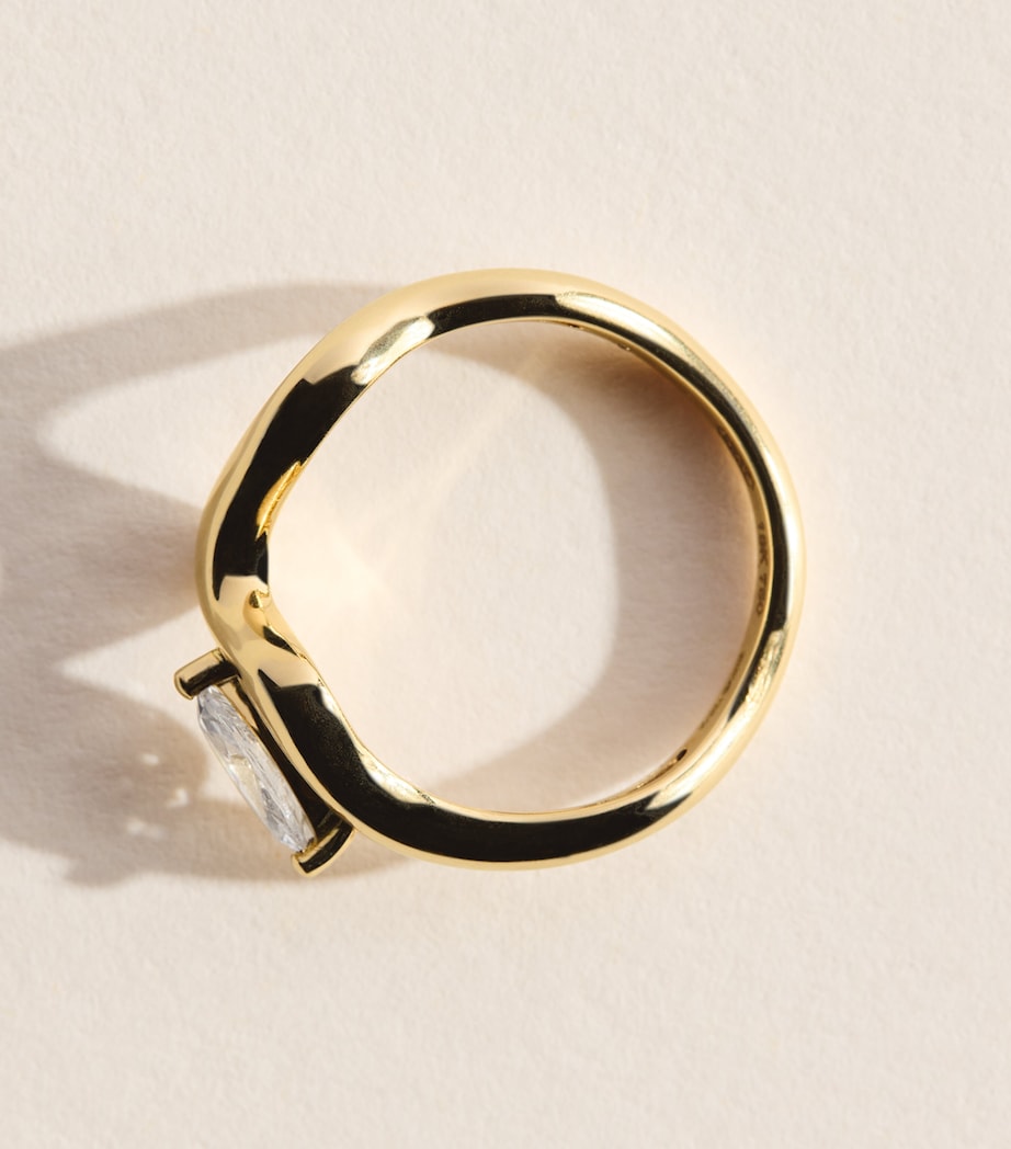 SHAY Yellow Gold and Diamond Marquise Wave Ring Yellow Gold Image 3