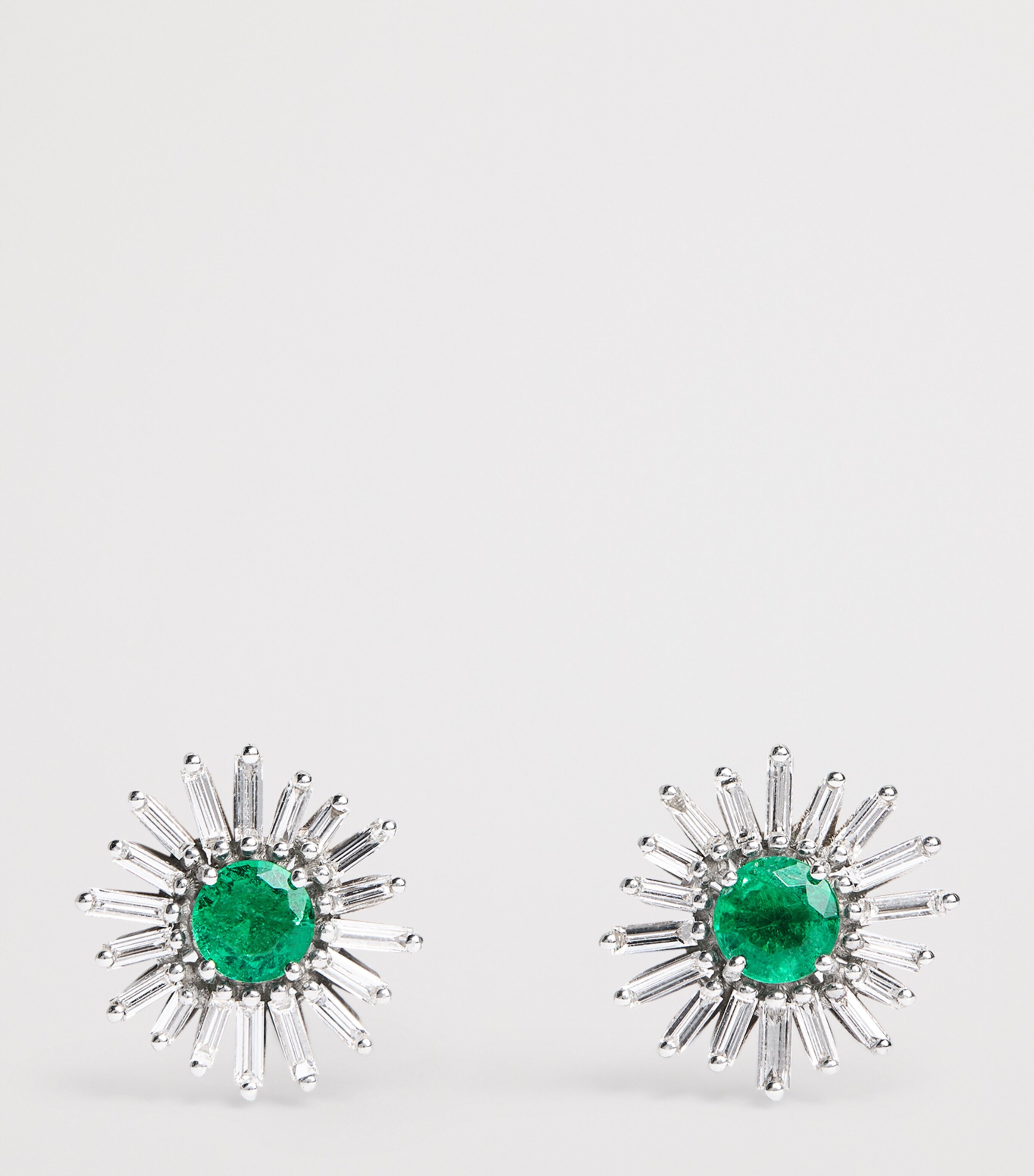 Suzanne Kalan White Gold, Diamond and Emerald One of a Kind Flower Earrings Wg/emer/wd Image 3
