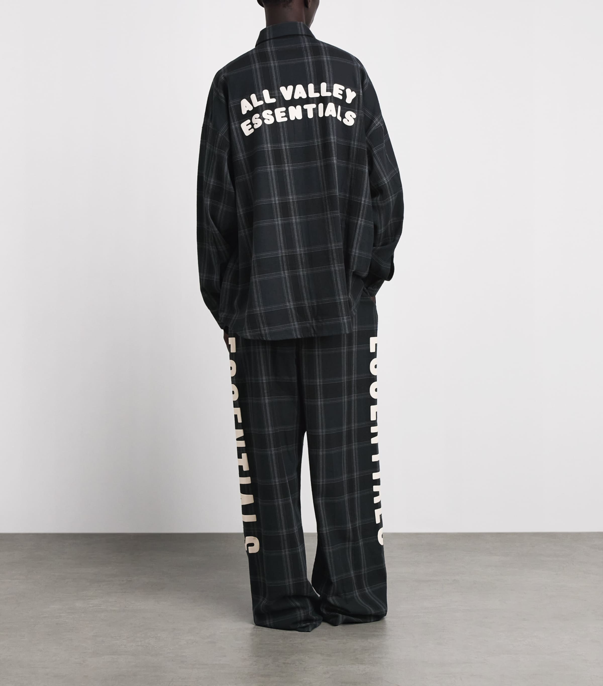 FEAR OF GOD ESSENTIALS Mens Flannel Check Shirt Vintage Blk Pld Image 2