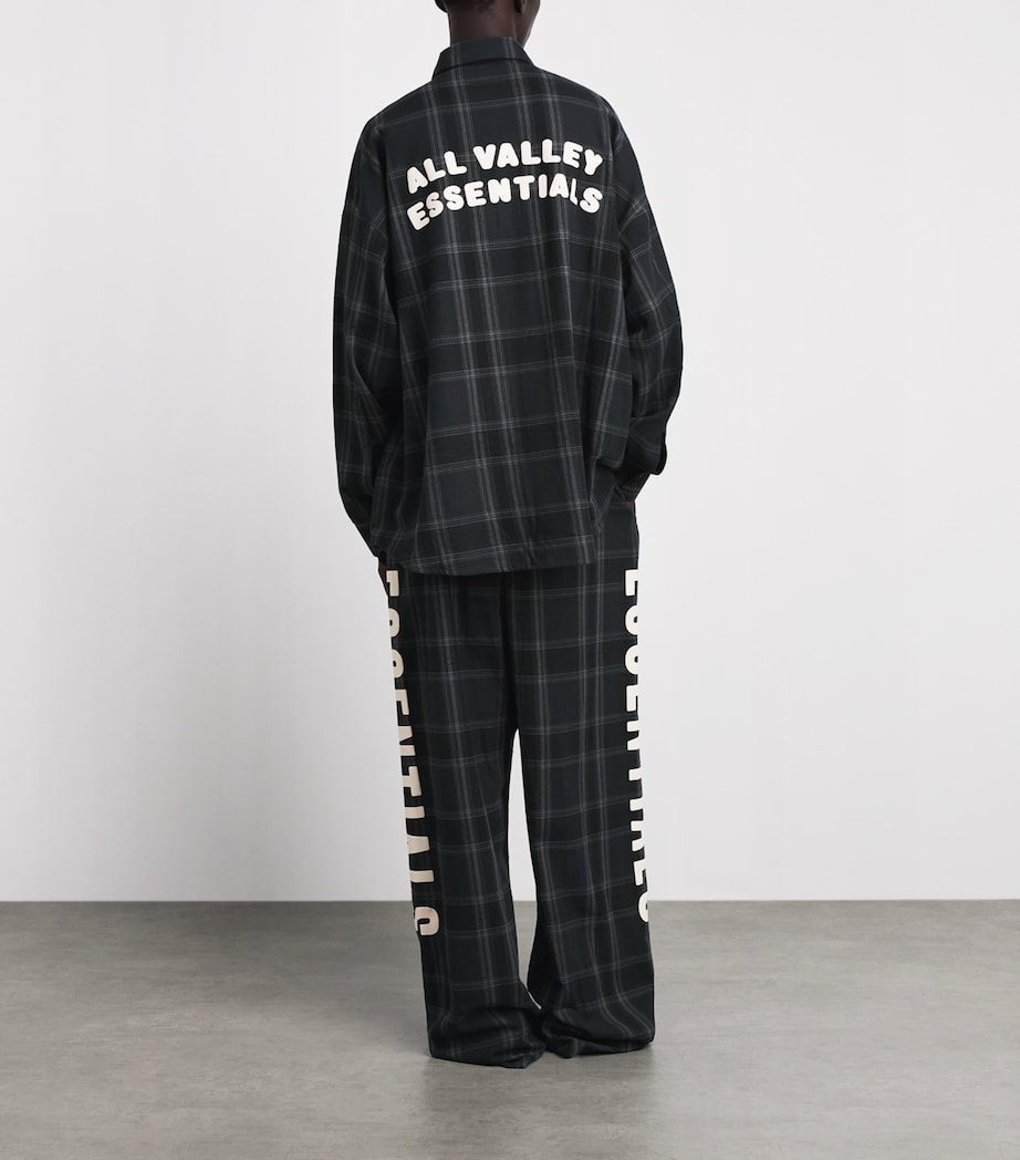FEAR OF GOD ESSENTIALS Mens Flannel Check Shirt Vintage Blk Pld Image 2