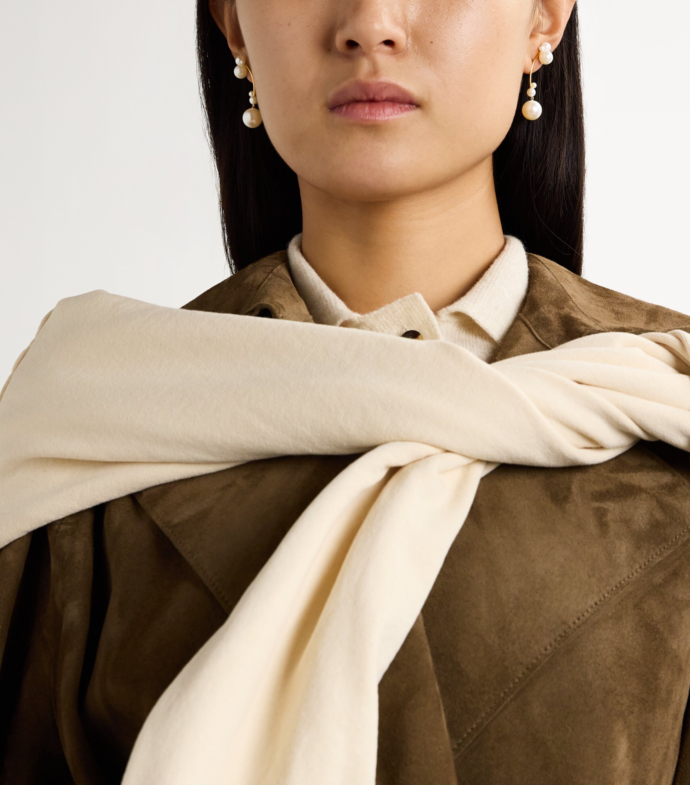 Sophie Bille Brahe Yellow Gold and Pearl Grand Stella Perle Single Earring (Left) Yellow Gold Image 5