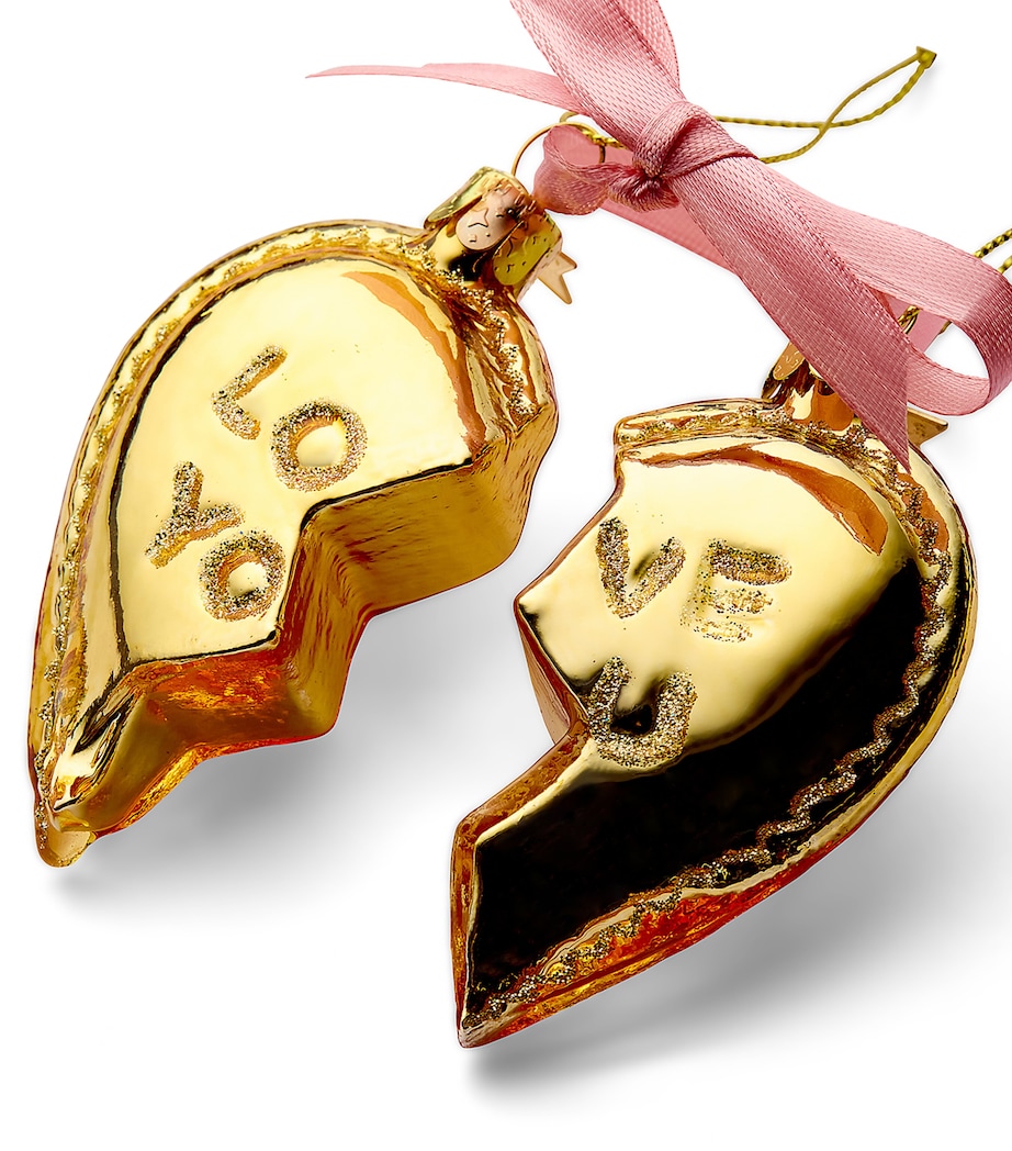 Set of 2 Heart Tree Decorations GOLD Image 2