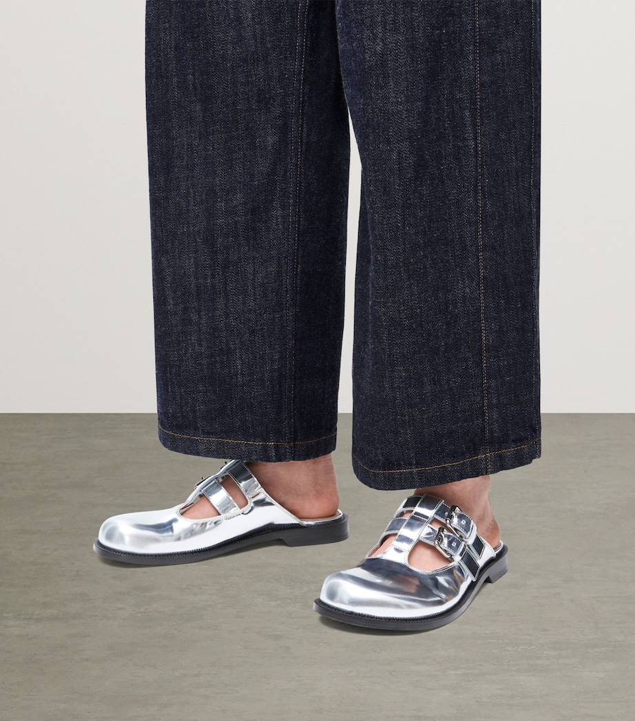 LOEWE Leather Mary Jane Mules Silver Image 2