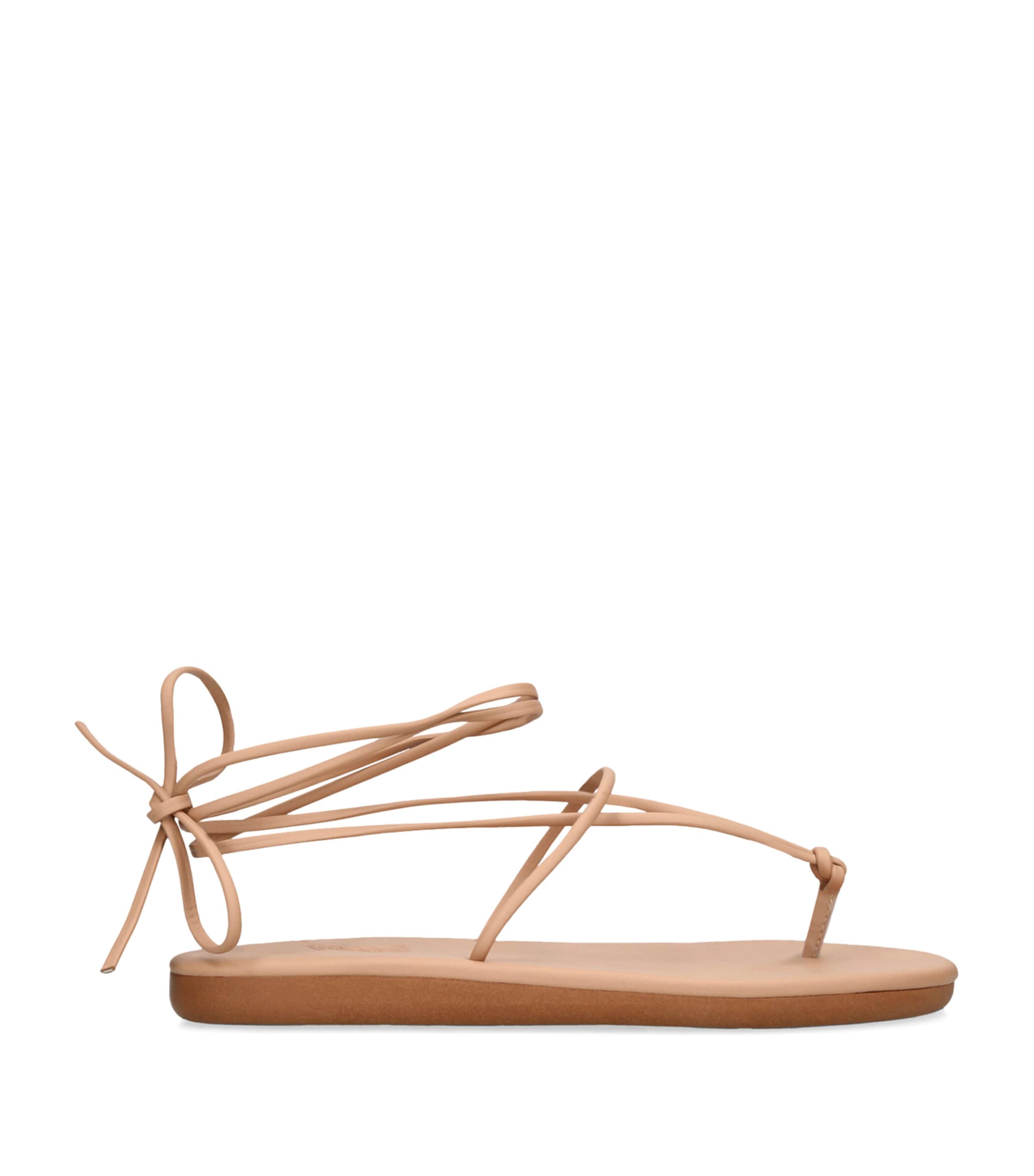 Ancient Greek Sandals Womens Tan Chordi Strappy Leather Flip Flops In Beige