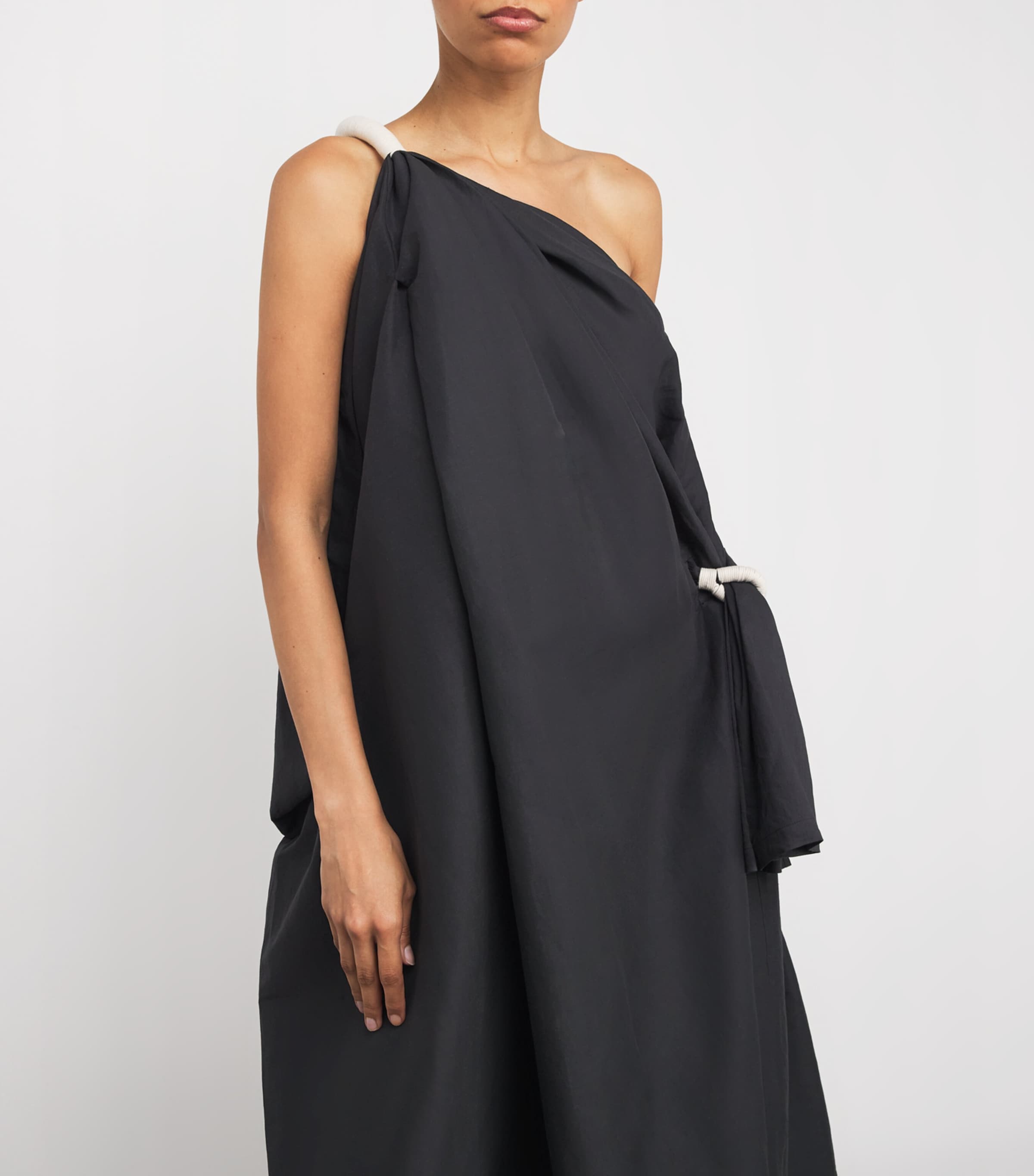Asymmetric Cloth and Cord Midi Dress 15 Image 6