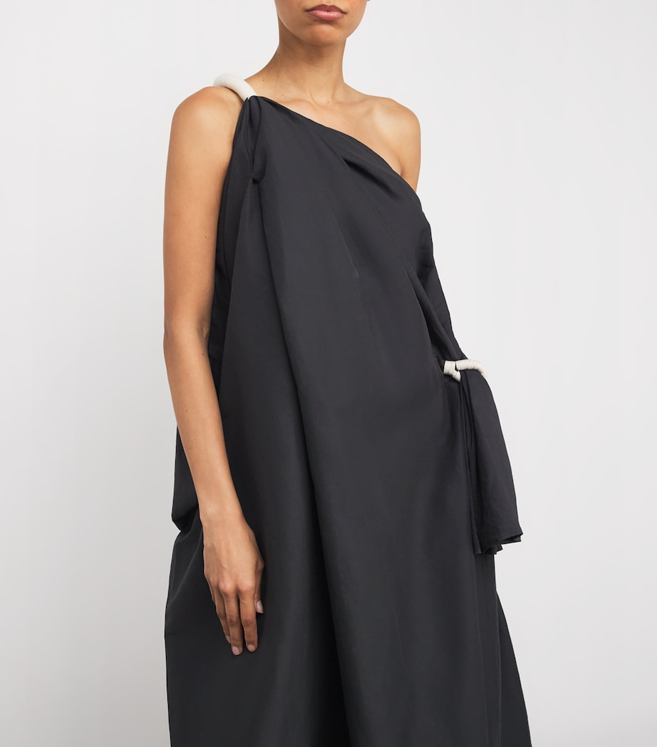 Asymmetric Cloth and Cord Midi Dress 15 Image 6