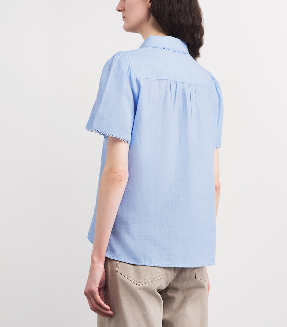 ME+EM Womens Cotton Cheesecloth Blouse Cloud Chambray Blue Image 5