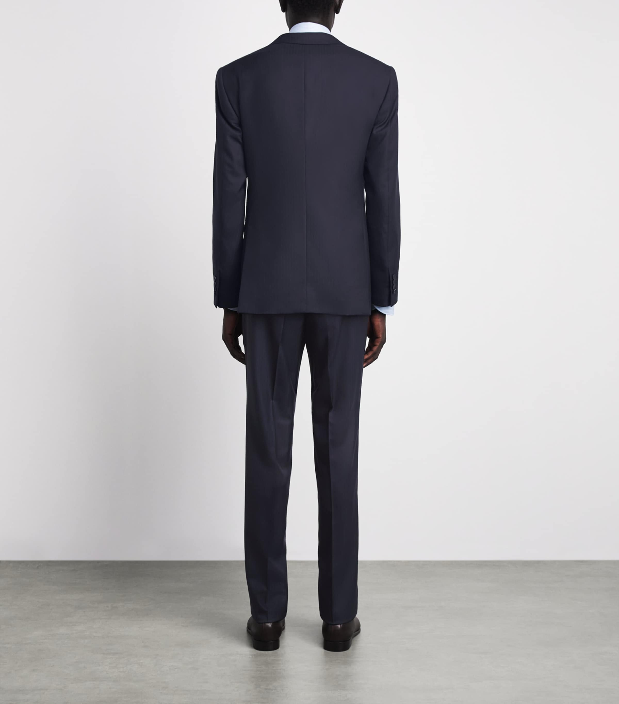 Pal Zileri Mens Wool Herringbone Vicenza 2-Piece Suit Blue Image 4