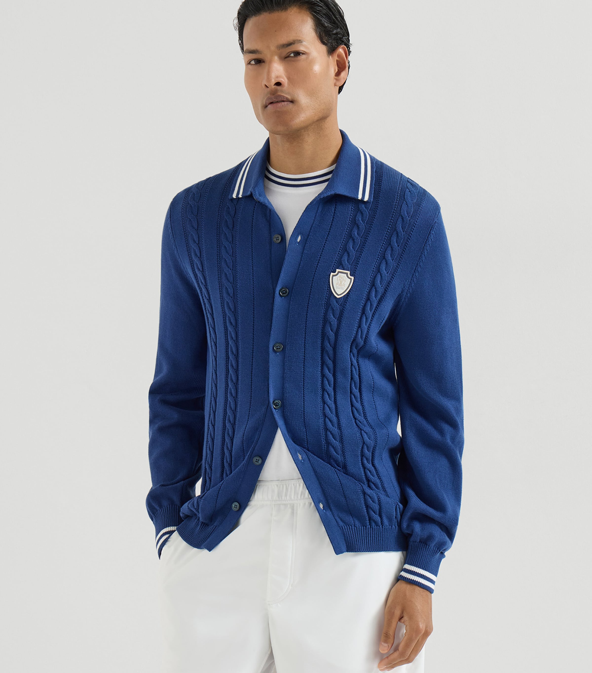 Brunello Cucinelli Mens Cotton Cable-Knit Cardigan Image 3