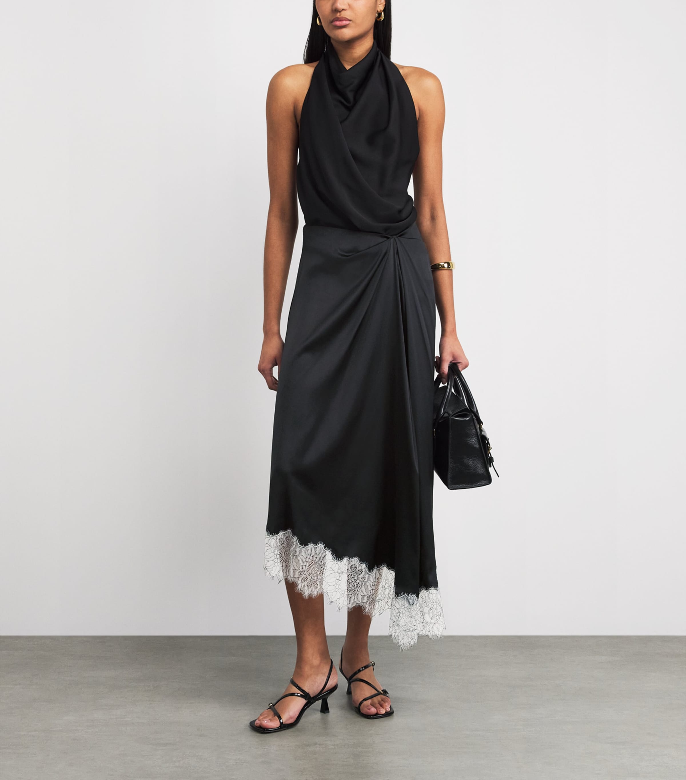 STAUD Womens Silk-Blend Sonoma Midi Skirt Blk Black Image 2