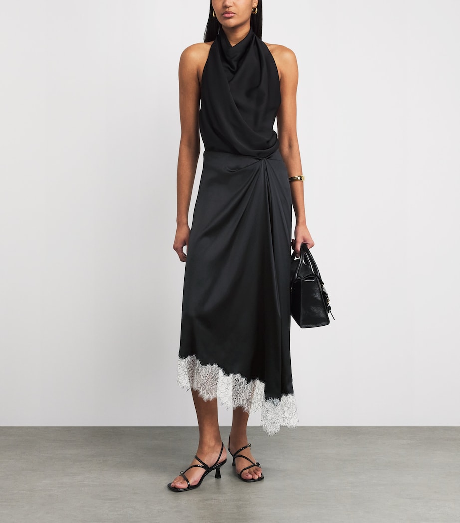 STAUD Womens Silk-Blend Sonoma Midi Skirt Blk Black Image 2