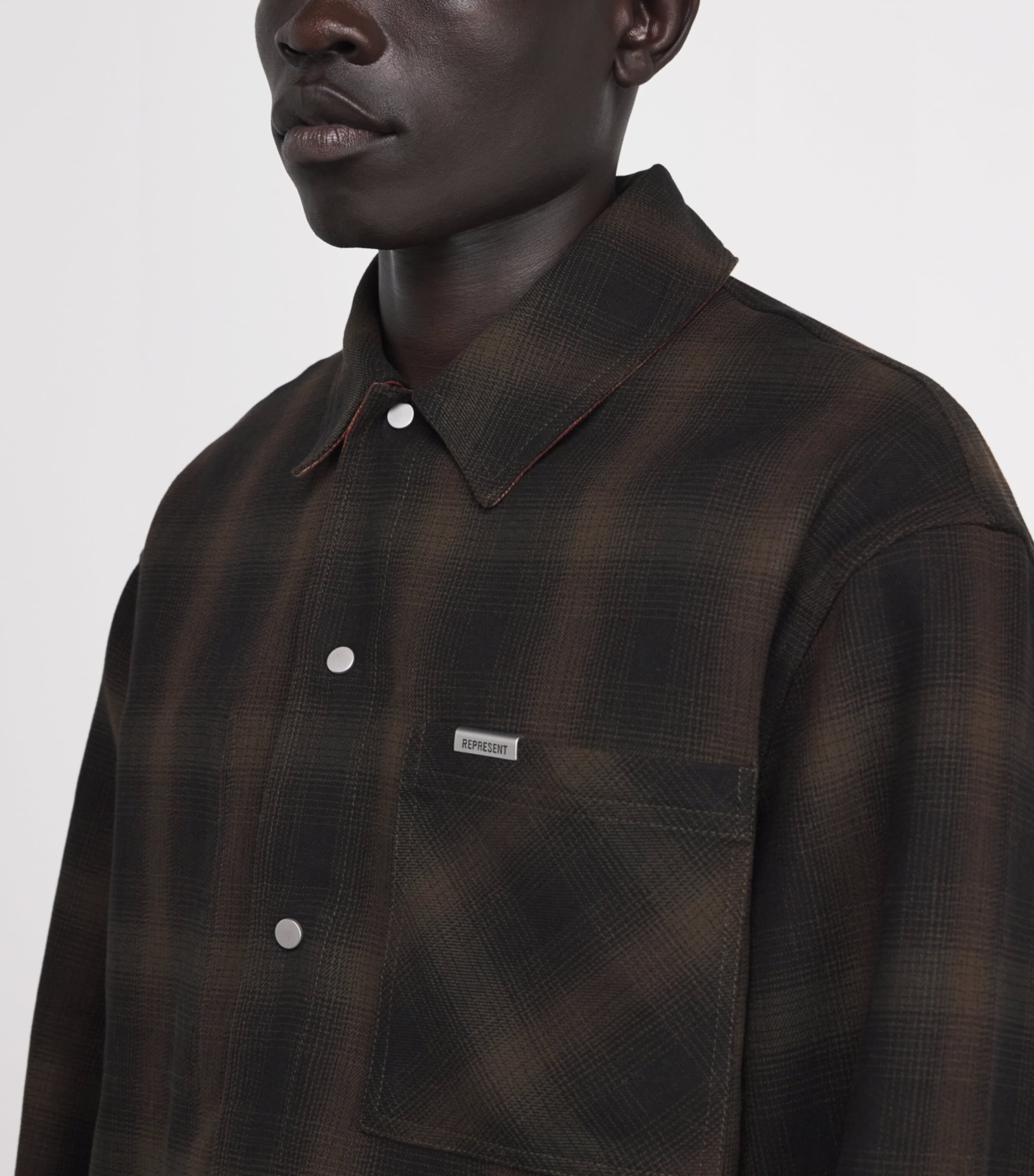 Cotton Reversible Check Overshirt NERO Image 7