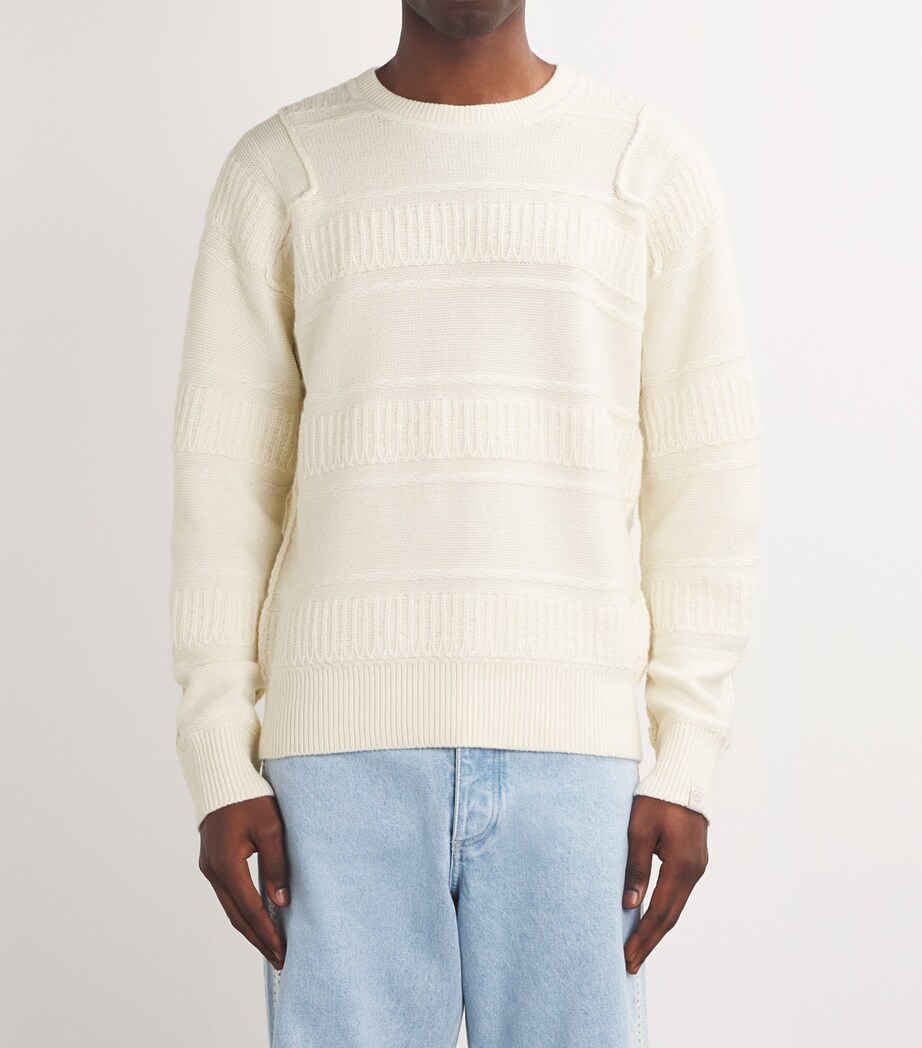Rag & Bone Mens Merino-Blend 3D Jacquard Sweater Ivory Image 3