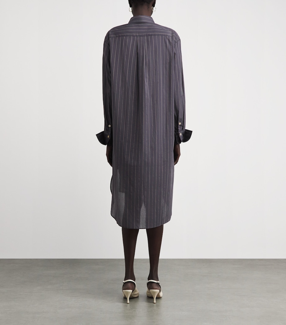 Palmer//Harding Womens Cotton Stripe Ease Mini Shirt Dress Grey Cotton Voile Image 5