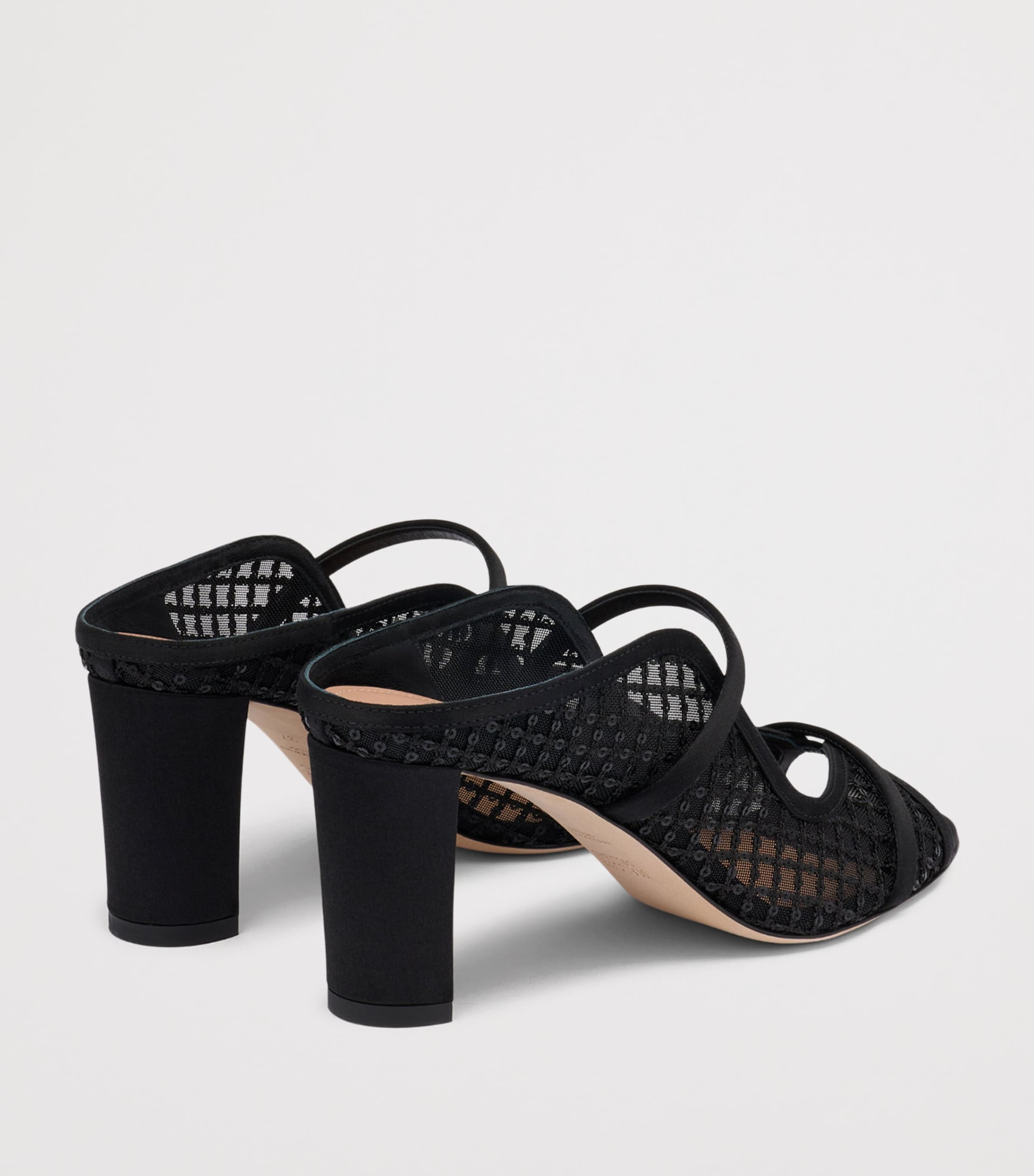 Malone Souliers Sequin Mesh Norah Heeled Sandals 70 Black Image 4