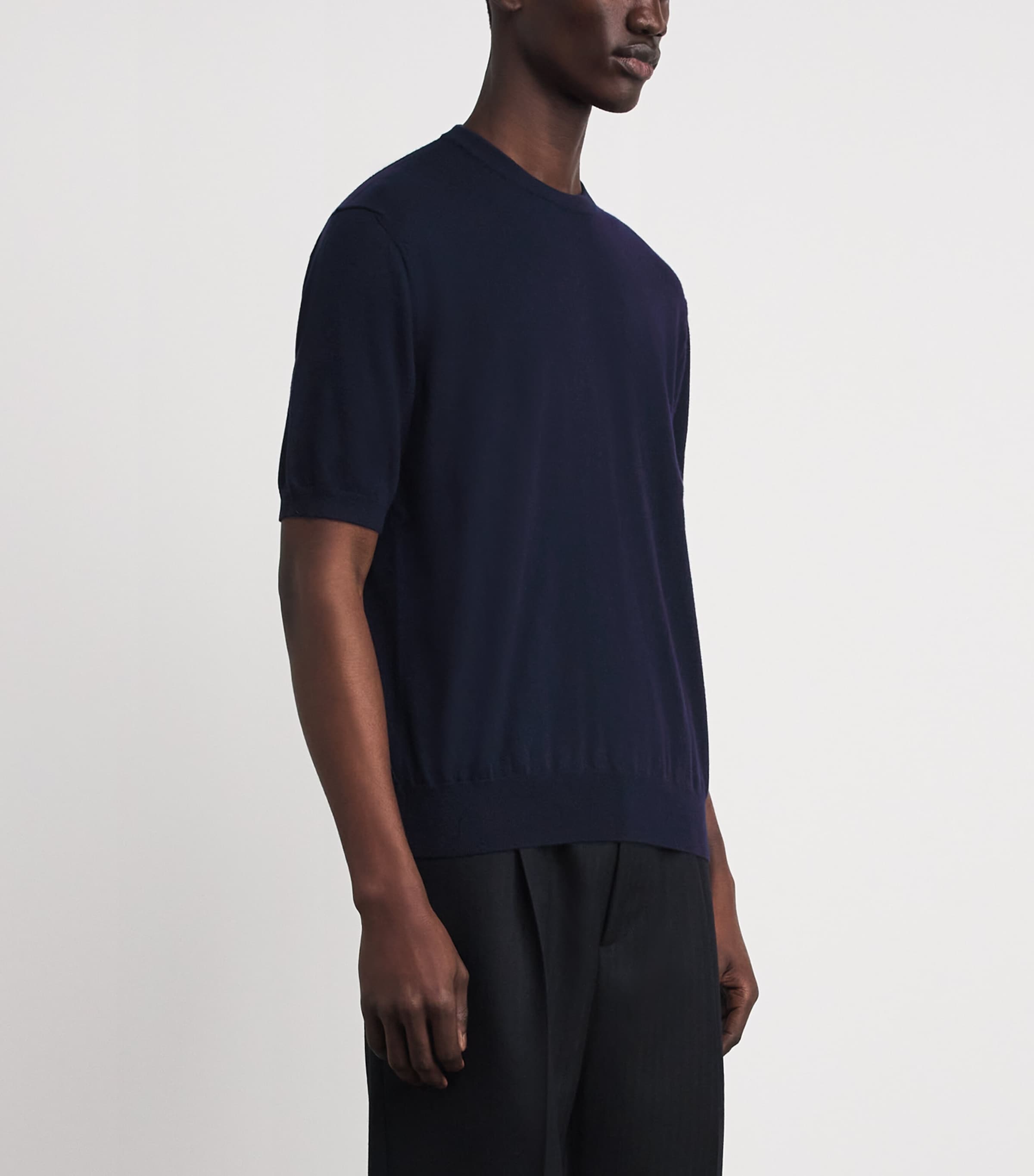 Cashmere Short-Sleeve Sweater NAVY Image 3