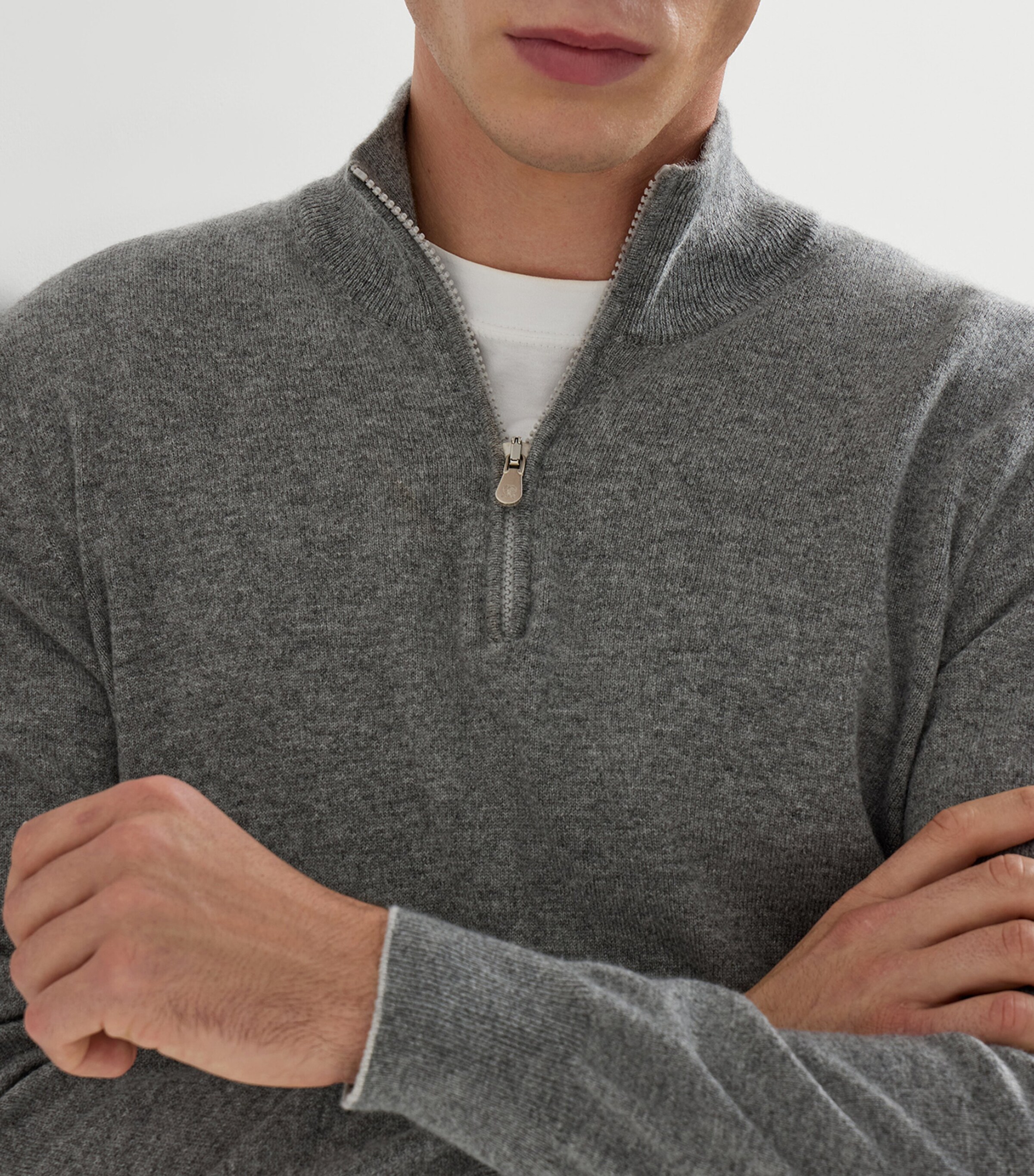 Brunello Cucinelli Mens Cashmere Quarter-Zip Sweater Image 6