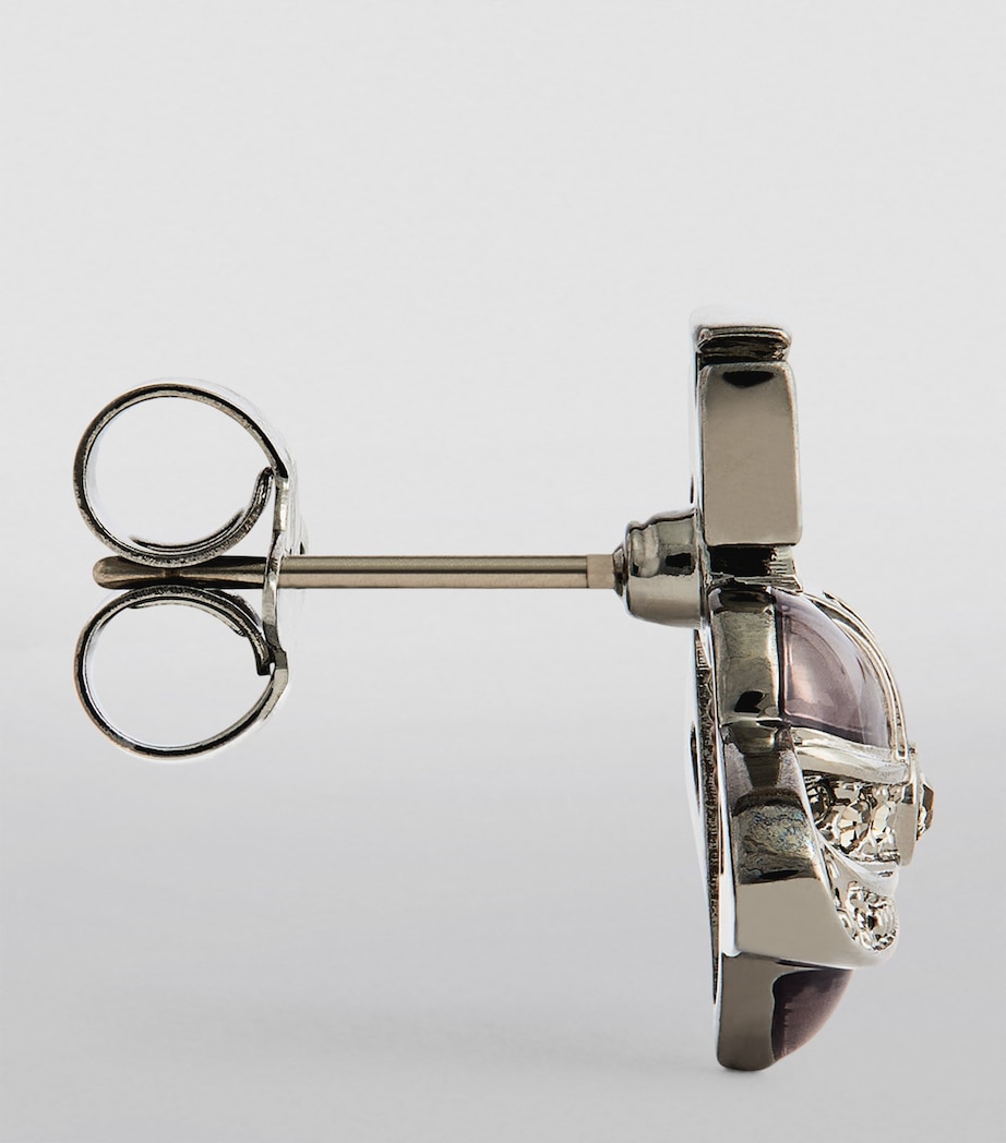 Diamante Heart Single Stud Earring S322 RUTHENIUM/PLTNM Image 3