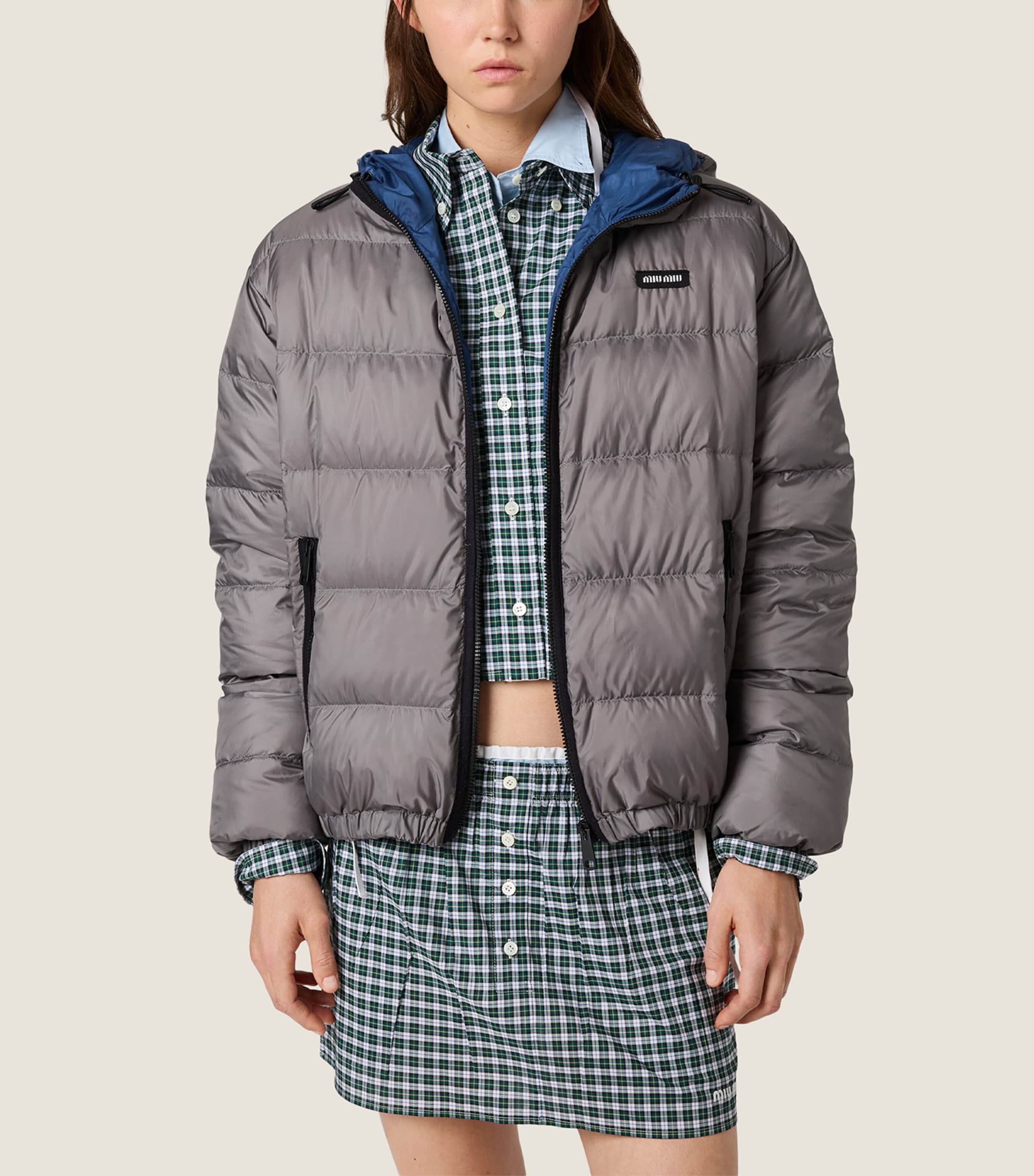 Miu Miu Womens Down Ponge Puffer Jacket Gold/silver Image 5