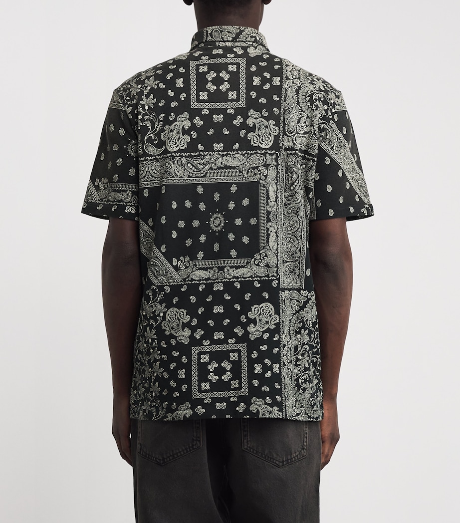 Cotton Mesh Bandana Print Polo Shirt BLACK Image 4