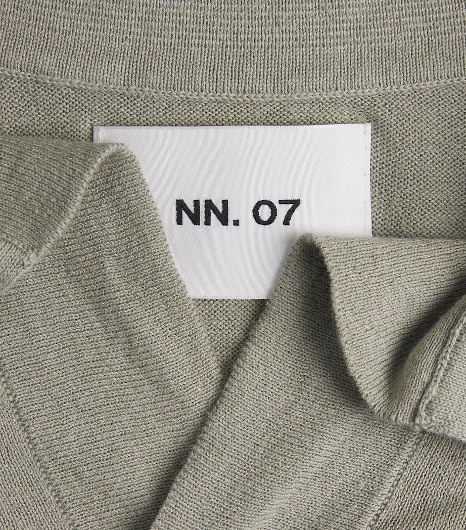 NN.07 Mens Cotton-Linen Ryan Polo Shirt Sage Green Image 6