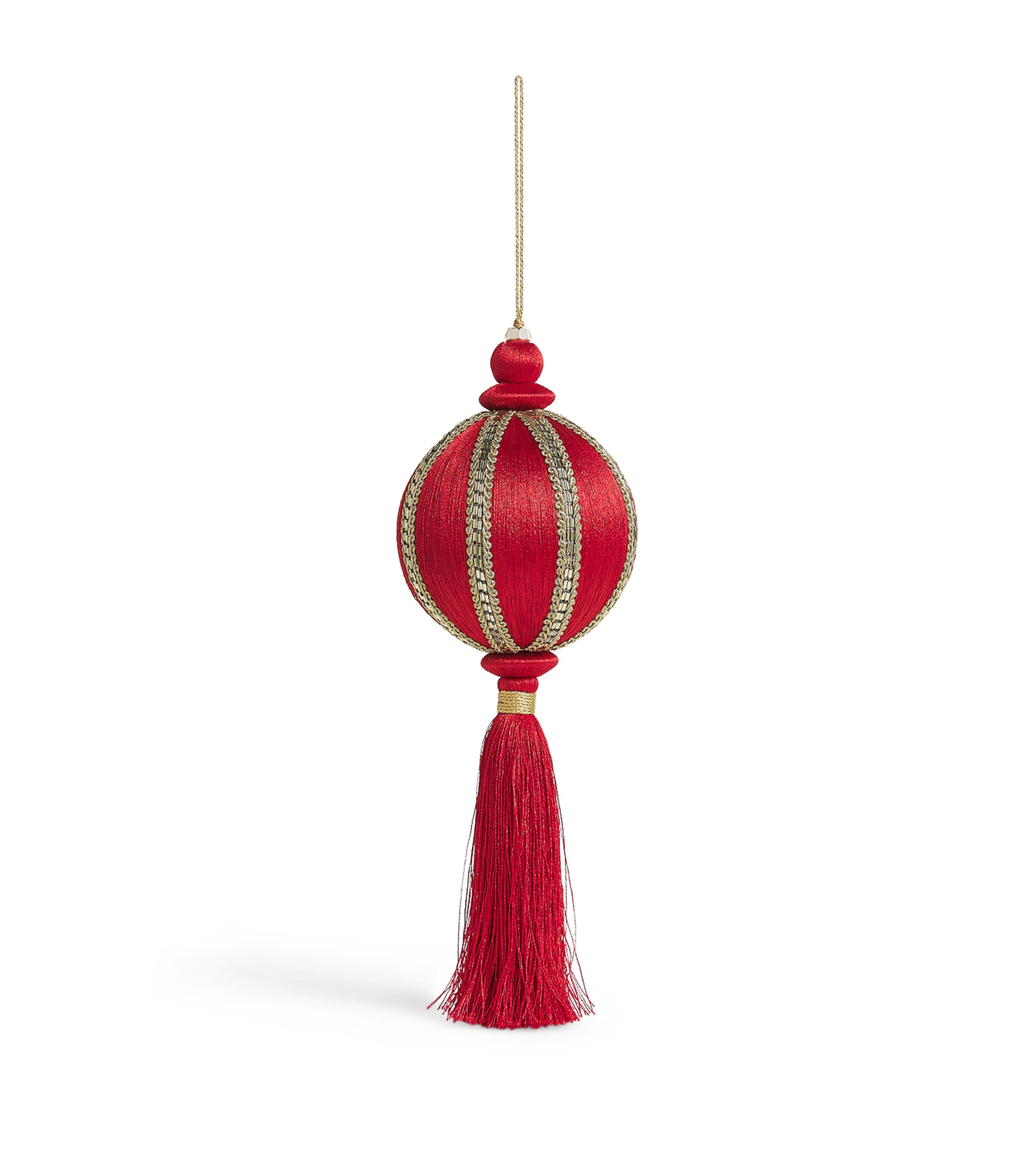 Tinker Tailor Lace-Trim Tasselled Bauble Red & Gold Image 1