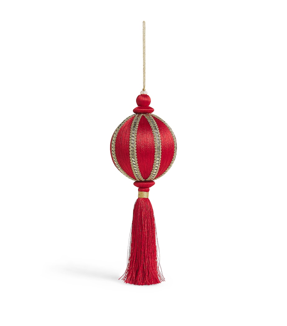 Tinker Tailor Lace-Trim Tasselled Bauble Red & Gold Image 1