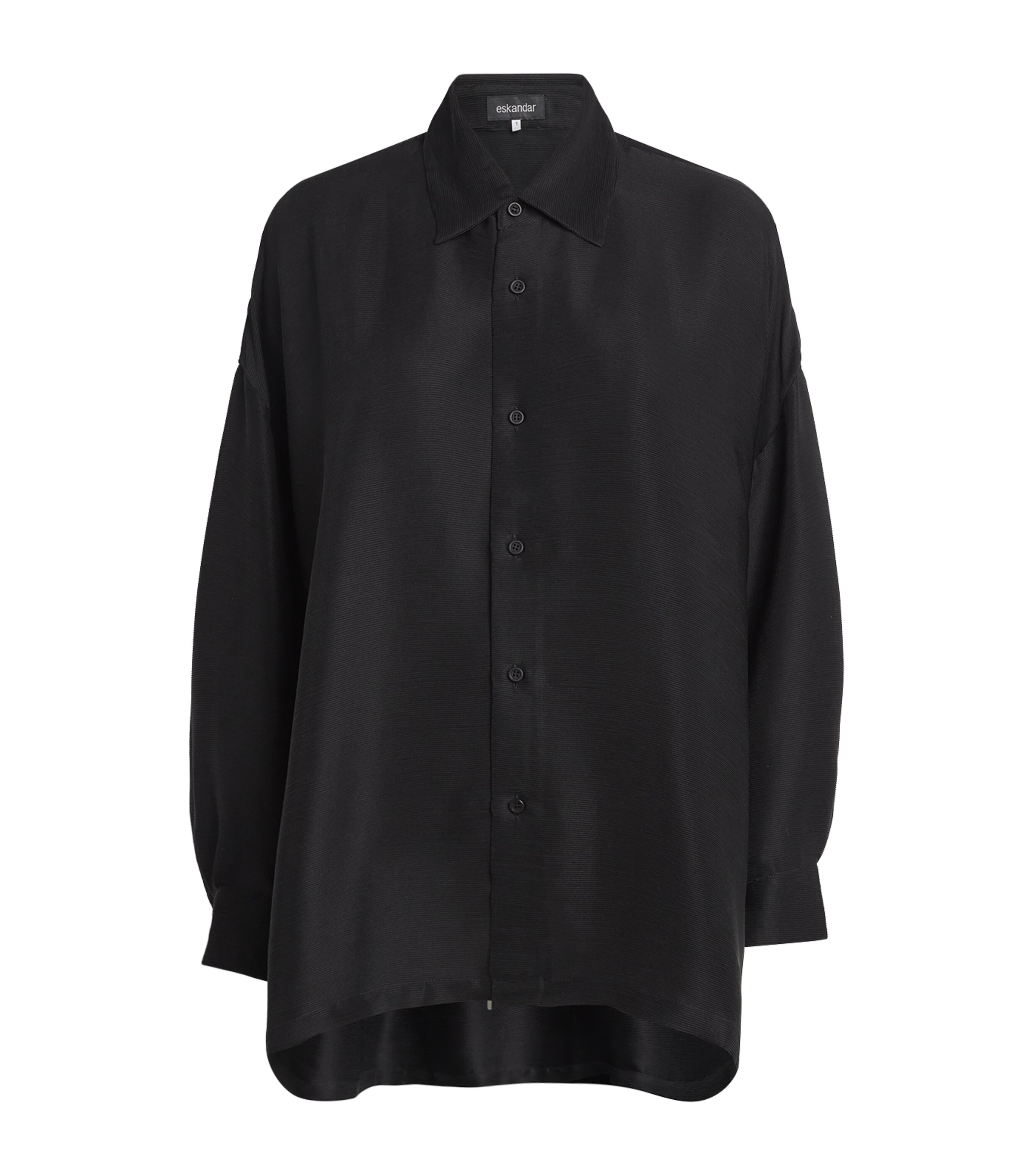 Eskandar Silk Plissé A-line Shirt In Black