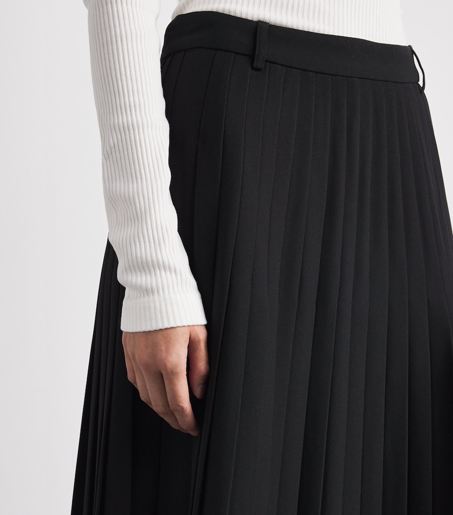 ME+EM Womens Crepe Slit Pleated Maxi Skirt Black Image 3