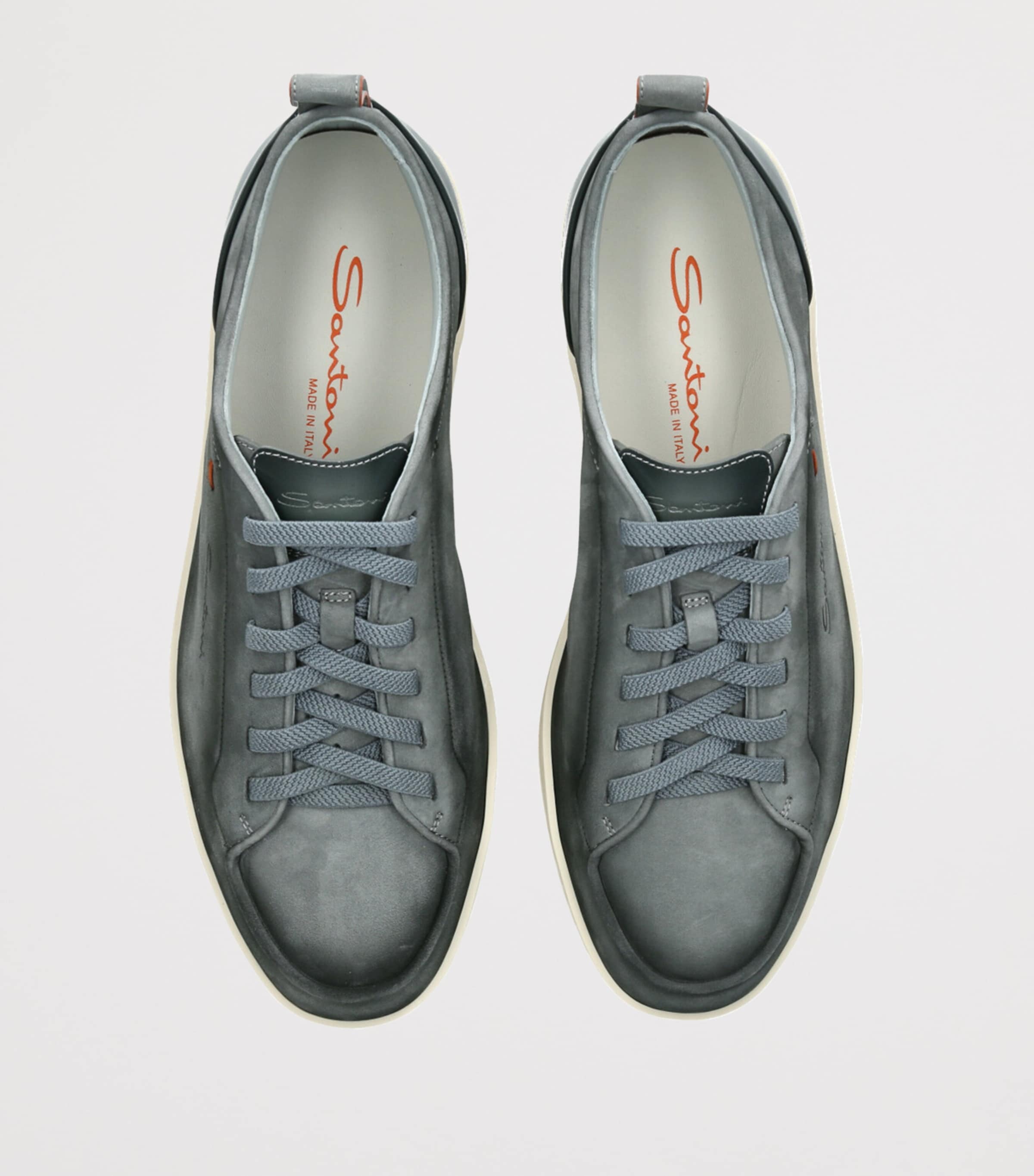 Santoni Leather Montecarlo Sneakers Pale Blue Image 4