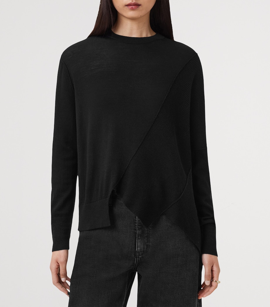 Wool Asymmetric Isla Sweater BLACK Image 2
