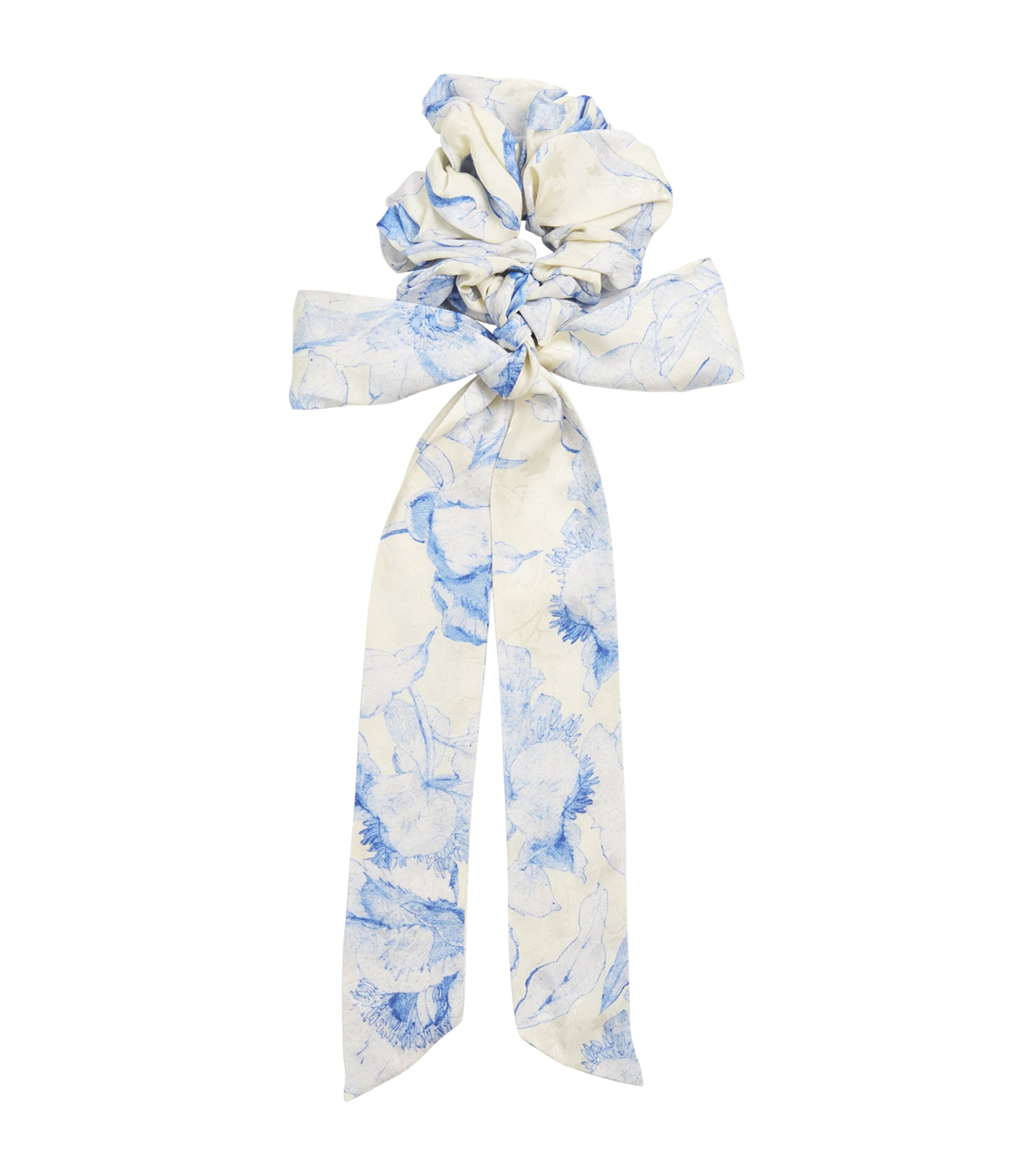 Floral Tie Scrunchie WHITE/BLUE Image 1