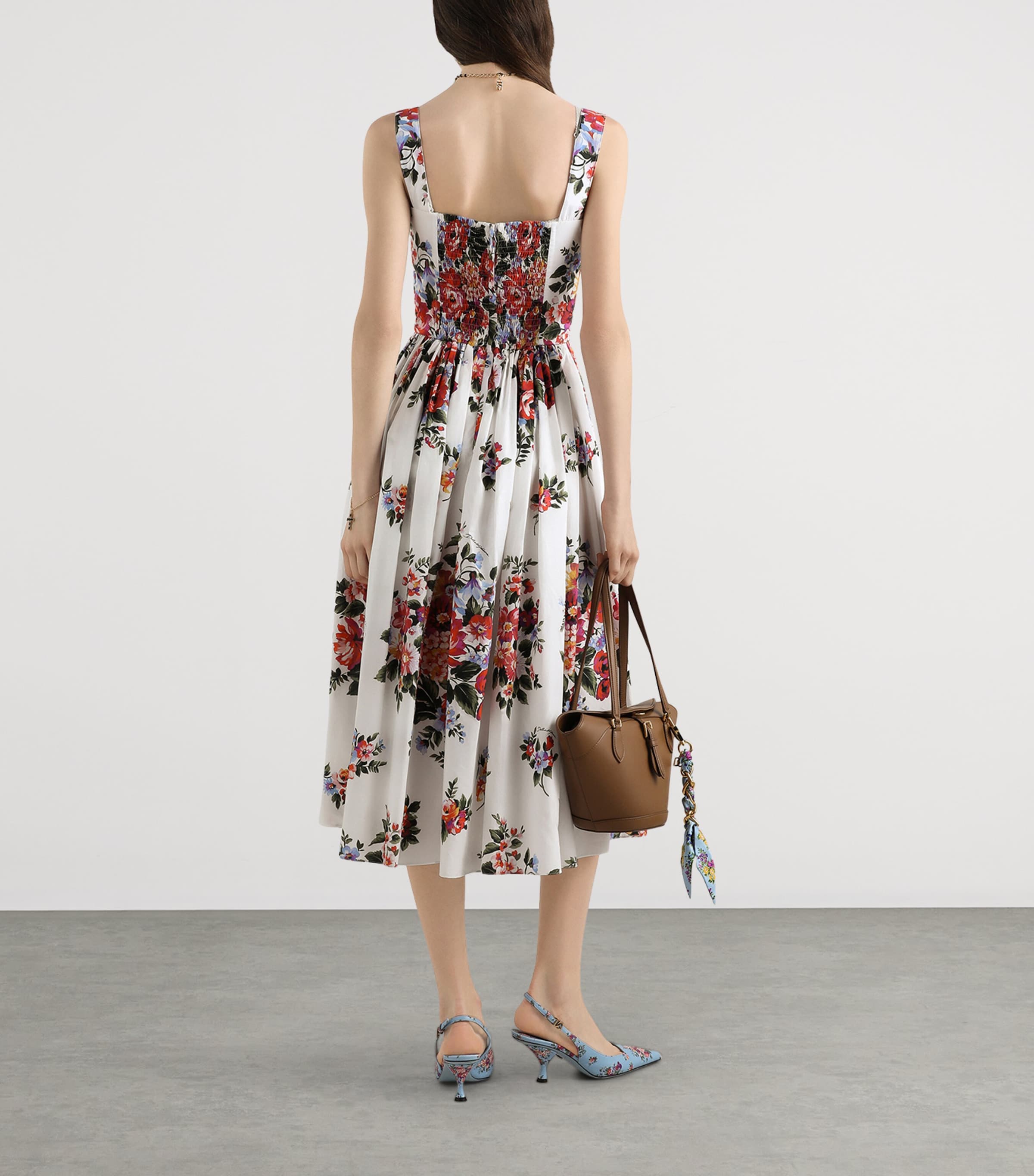 Dolce&Gabbana Womens Cotton Floral Print Midi Dress Mazz Image 2