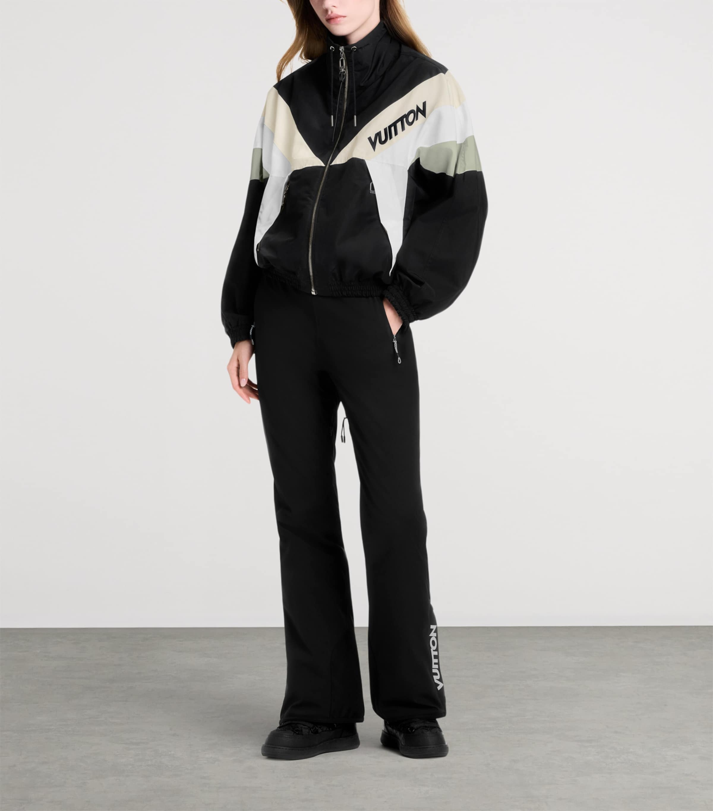 Cotton-Blend Colour-Block Windbreaker Jacket BLACK Image 4