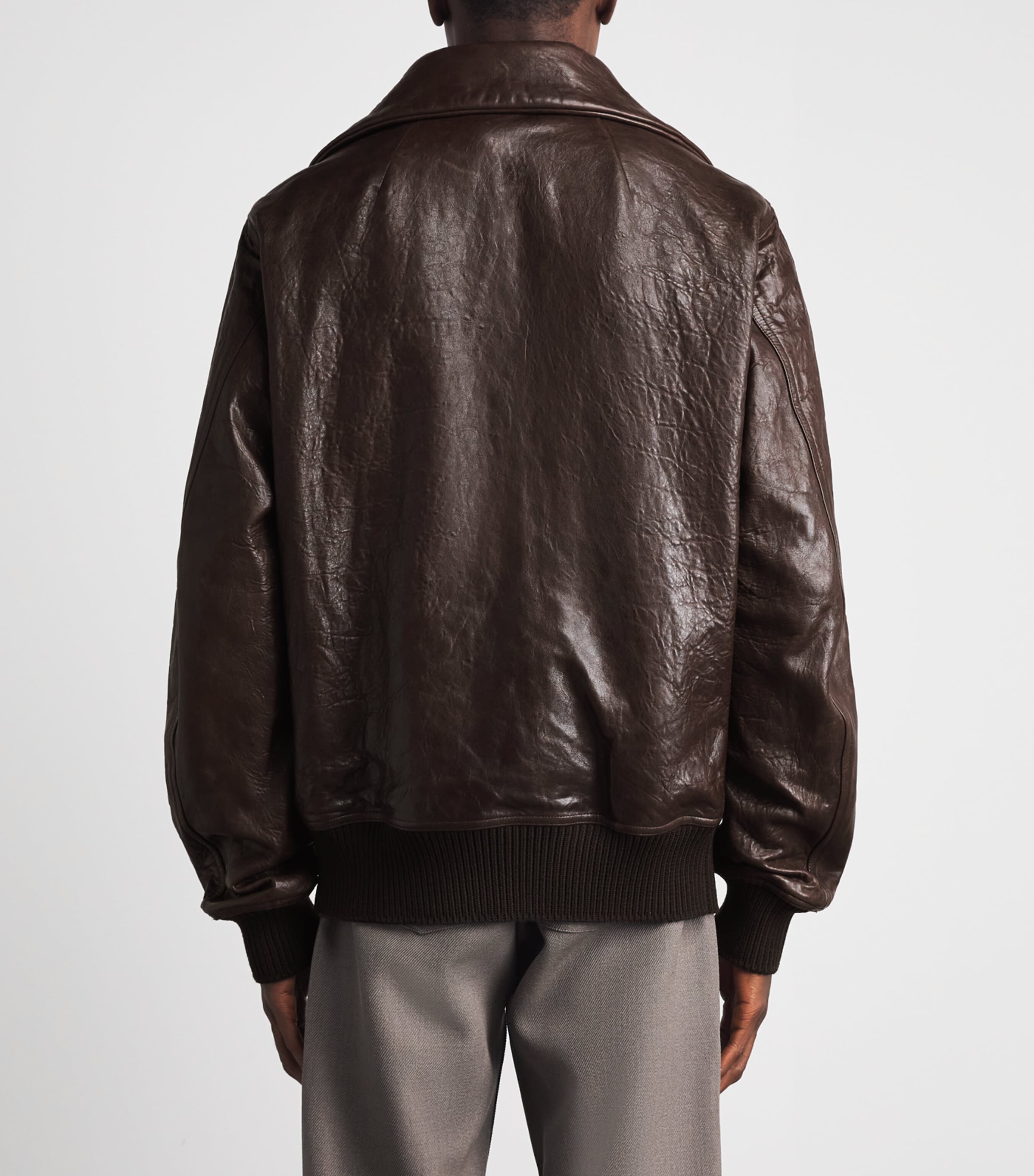 Rick Owens Mens Dracuflight Leather Jacket Grease Image 5