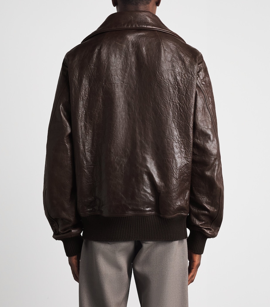 Rick Owens Mens Dracuflight Leather Jacket Grease Image 5