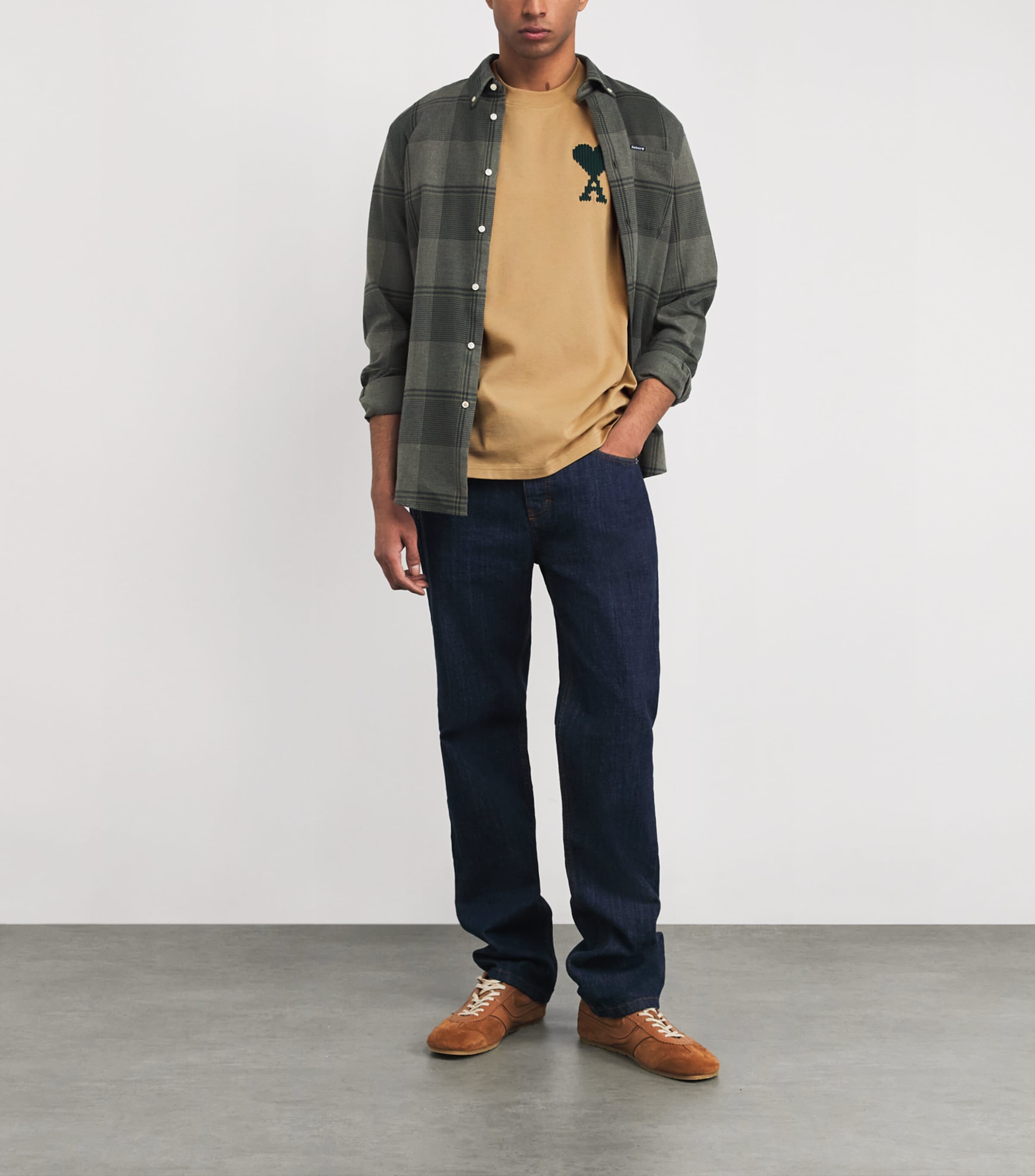 Cotton Zigzag Logo T-Shirt A047 CAMEL/EVERGREEN Image 2