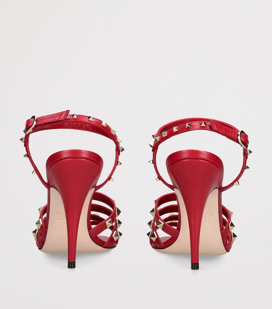 Valentino Garavani Leather Rockstud Heeled Sandals 100 Red Image 4