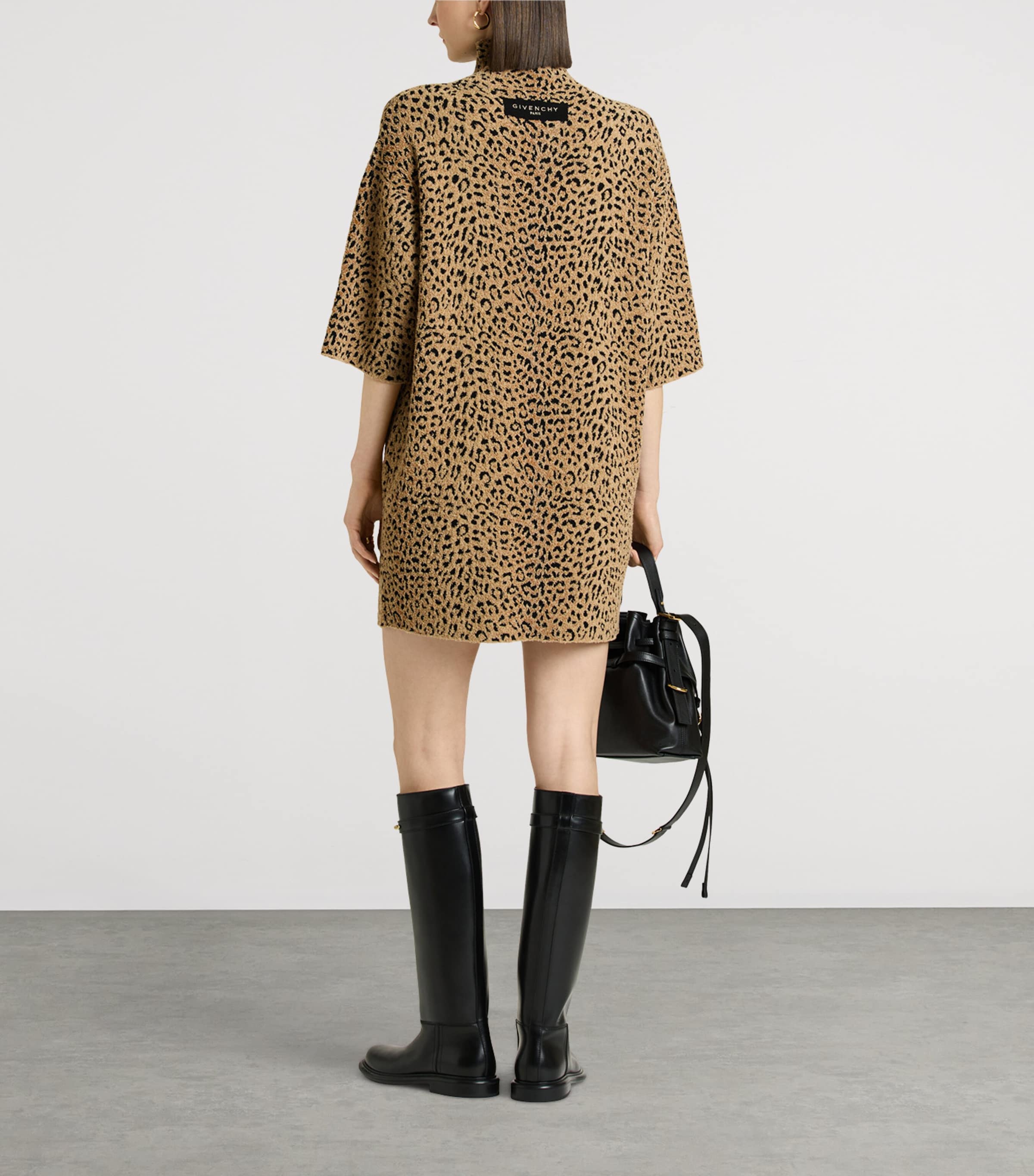Givenchy Womens Leopard High-Neck Mini Dress Image 4
