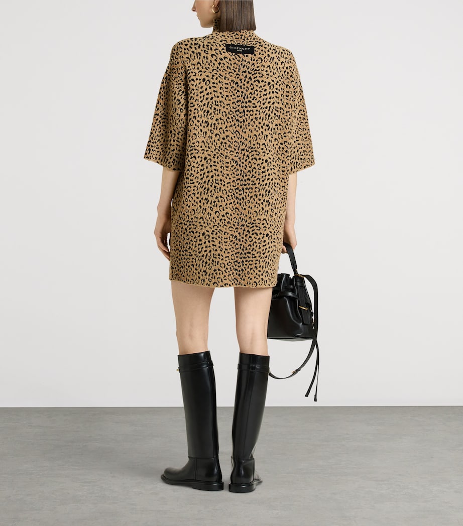Givenchy Womens Leopard High-Neck Mini Dress Image 4