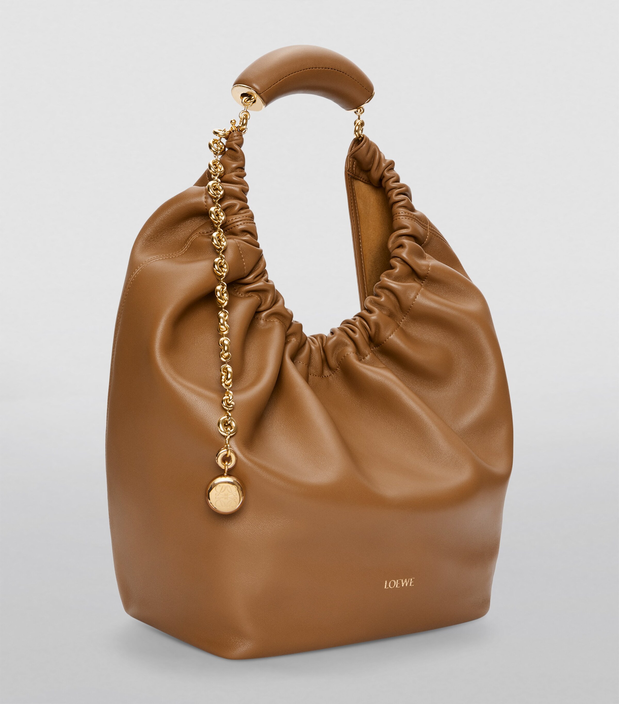Medium Leather Squeeze Top-Handle Bag OAK Image 3