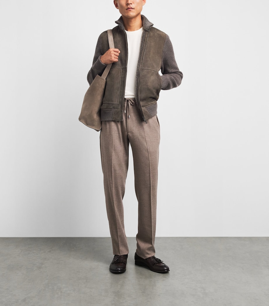 Fioroni Cashmere Mens Suede-Wool Bomber Jacket Image 2
