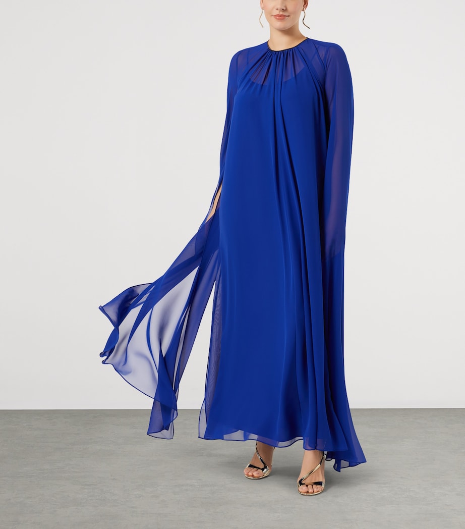 Marina Rinaldi Womens Chiffon Cape Maxi Dress Cornflower Blue Image 2