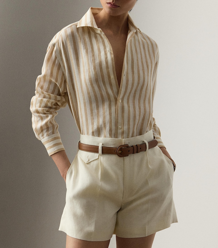 Linen Stripe Shirt CREAM/TAN Image 5