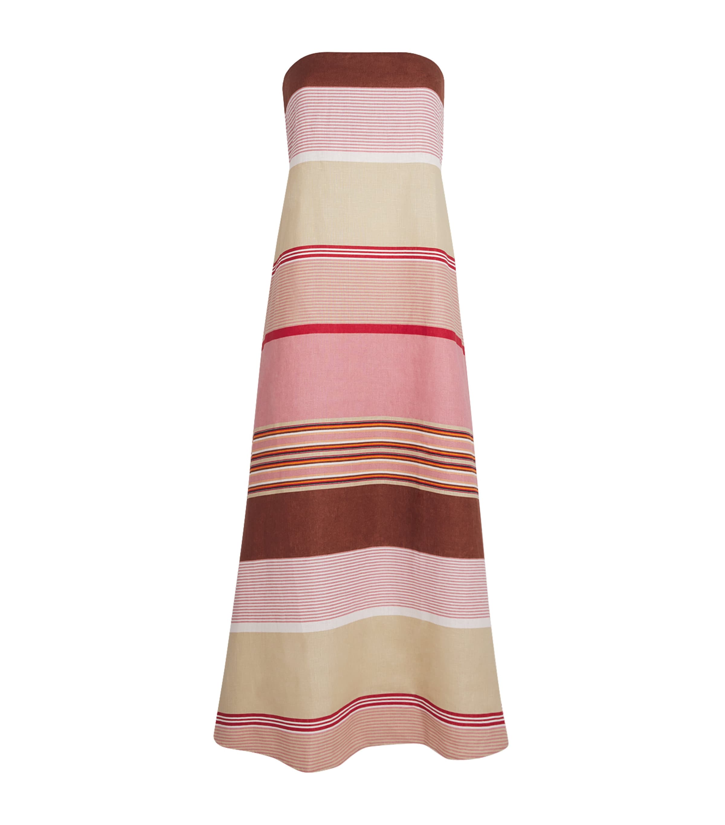 Faithfull the Brand Womens Linen Stripe Yolina Maxi Dress Brrgn Strpe Dsty Mve Image 1