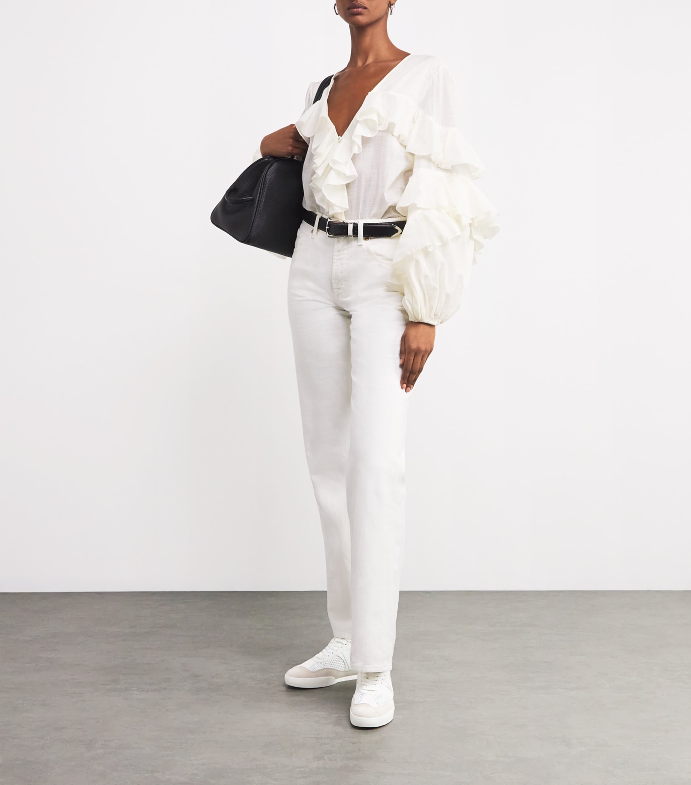 Leather Kick Sneakers WHITE/COMB Image 5