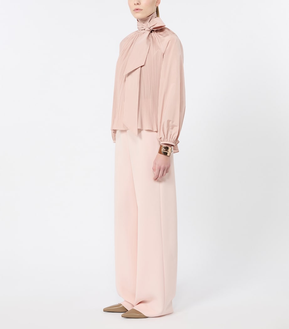 Max Mara Womens Pleated Pussybow Blouse Powder Image 5