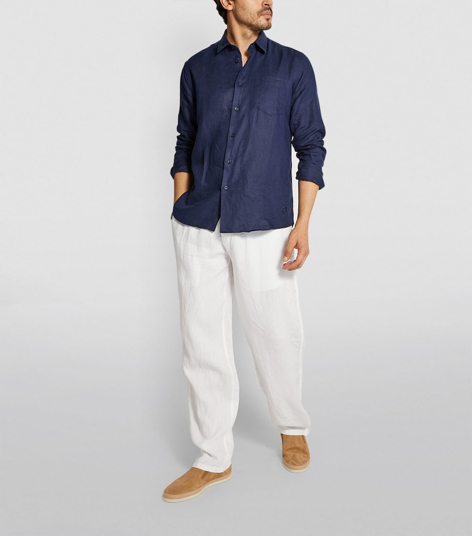 Vilebrequin Mens Linen Caroubis Shirt Blue Marine Image 4